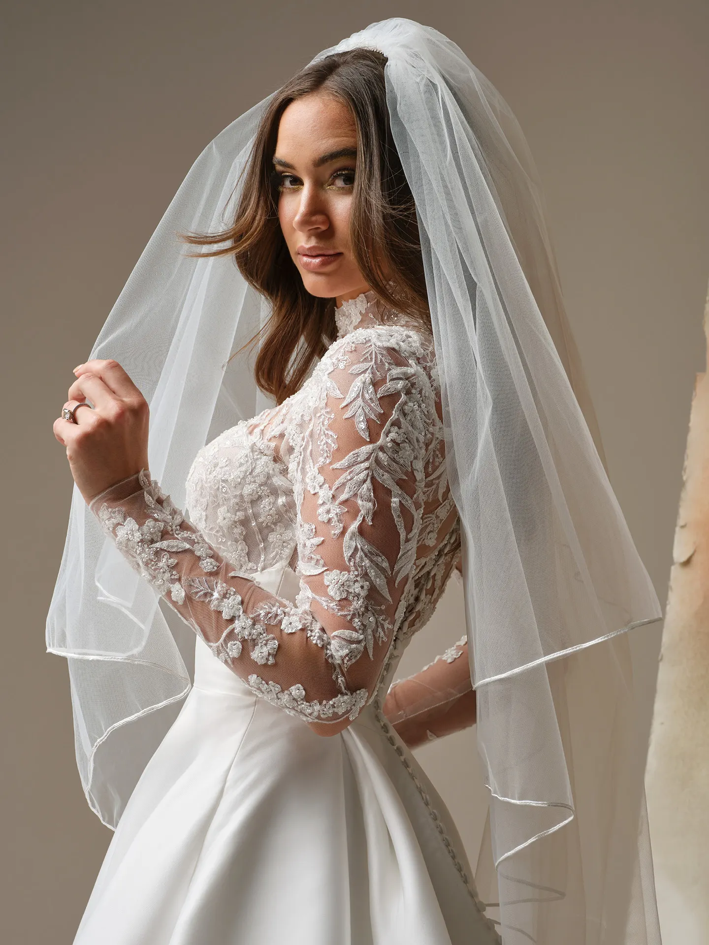 Maggie Sottero Veil Accessory - Soutache Edge 005 accessory, front view.