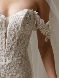 Farrah detachable off-the-shoulder illusion sequin lace cap-sleeves