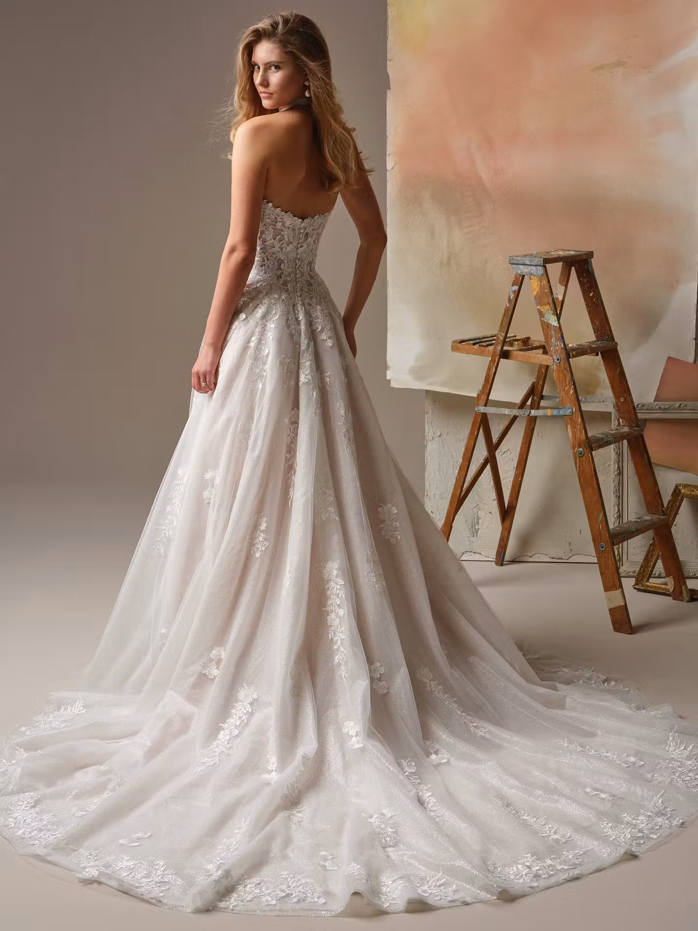 Jennifer V-Neck A-Line Sequin Wedding Dress | Maggie Sottero