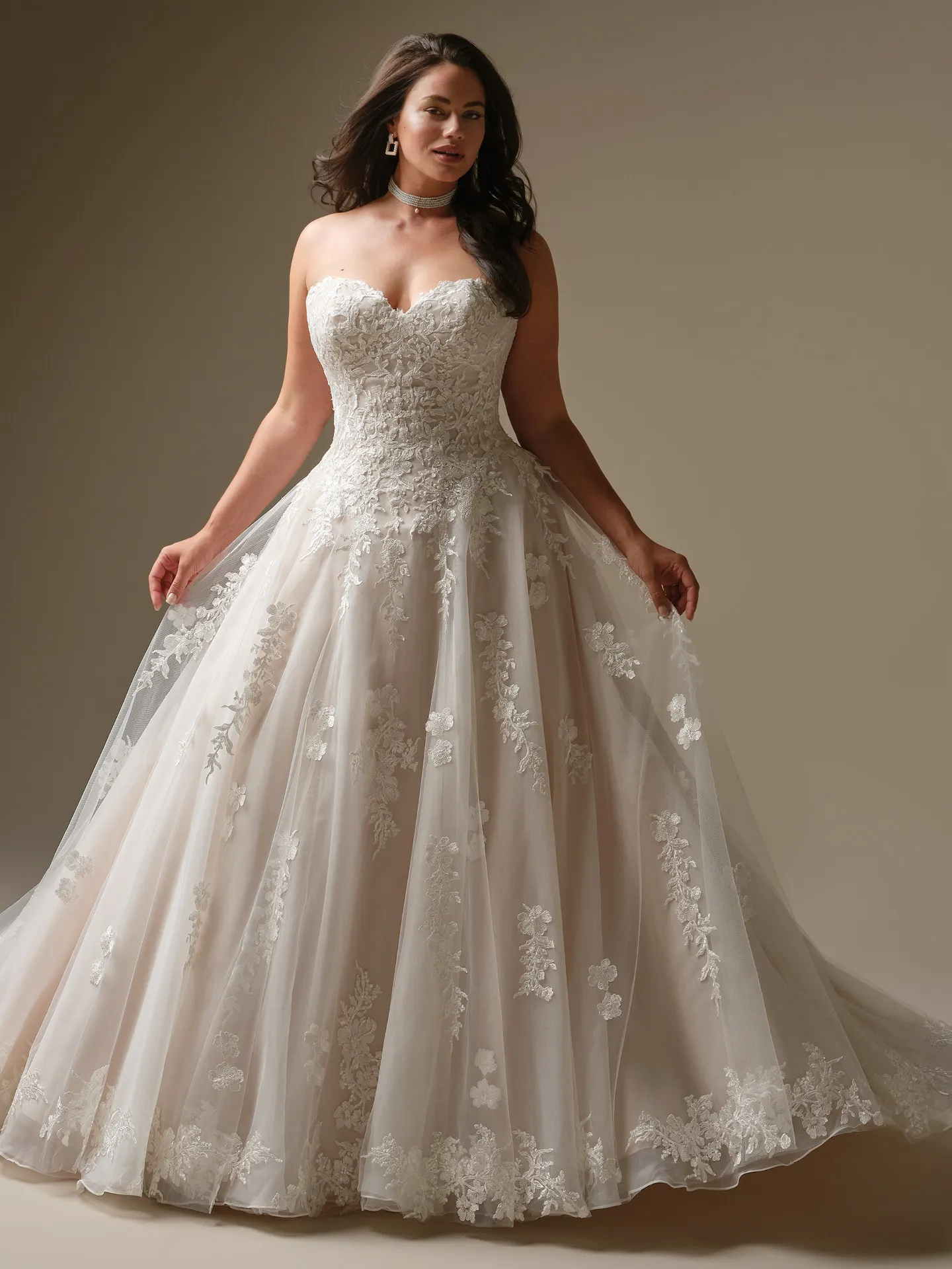 Maggie Sottero Jennifer, front view A-line sequin wedding dress.