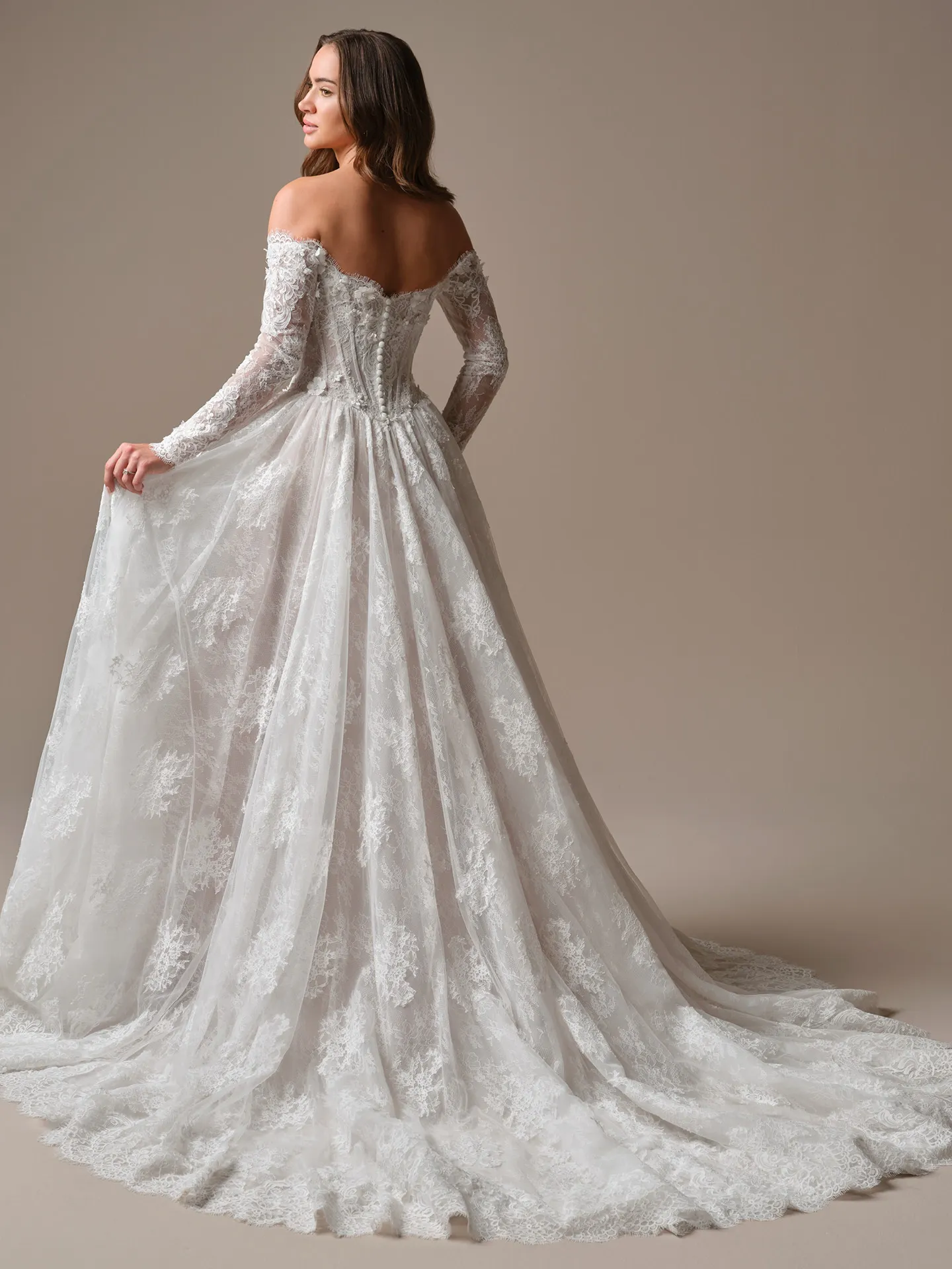 Maggie Sottero Kitaro, back view lace ballgown wedding dress.