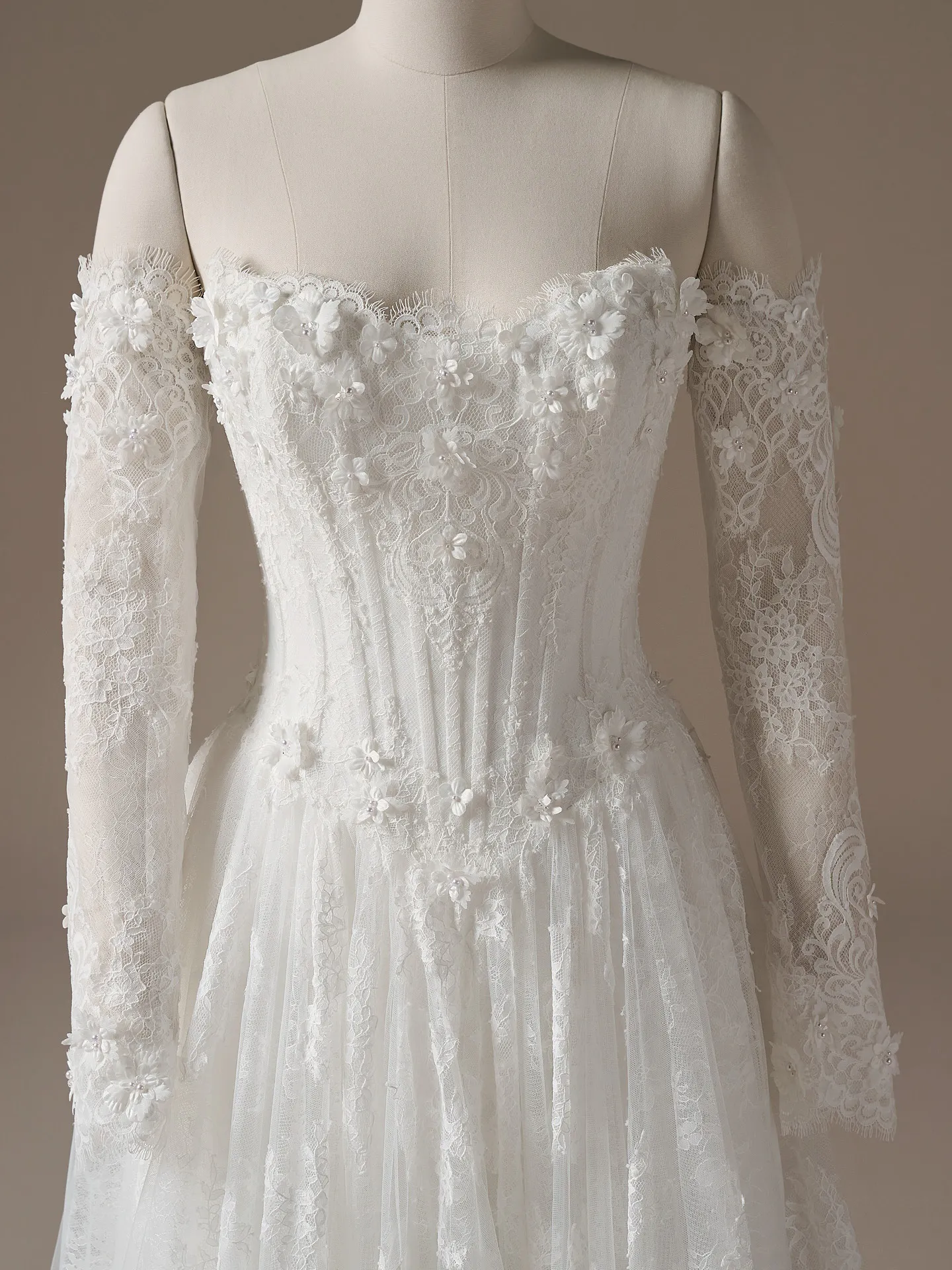 Maggie Sottero Kitaro detachable sleeves - embellished, front view.