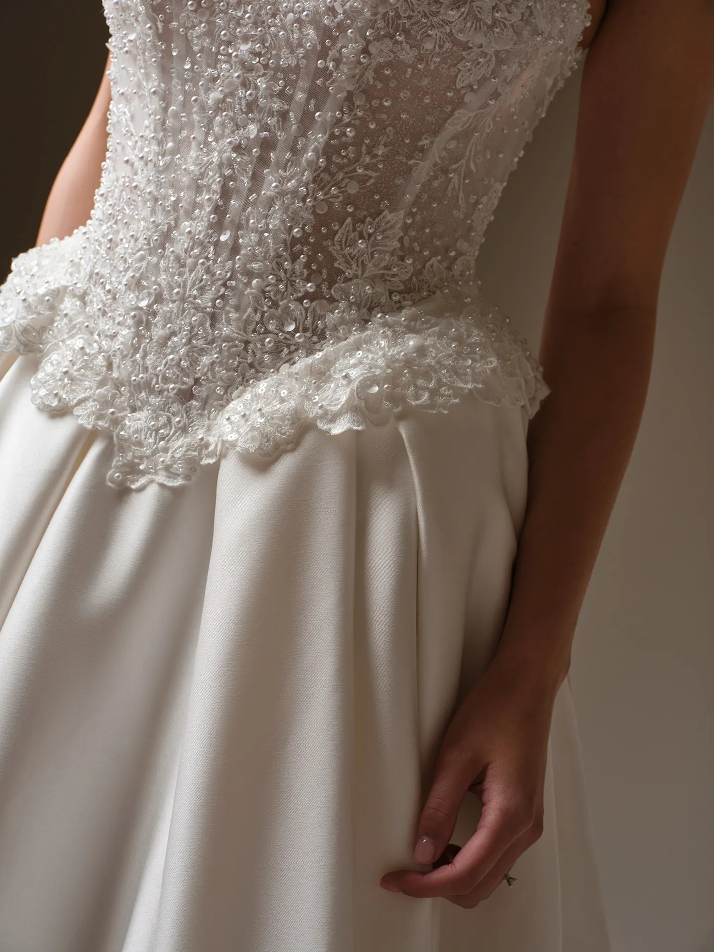 Maggie Sottero London beaded lace ballgown, front view.