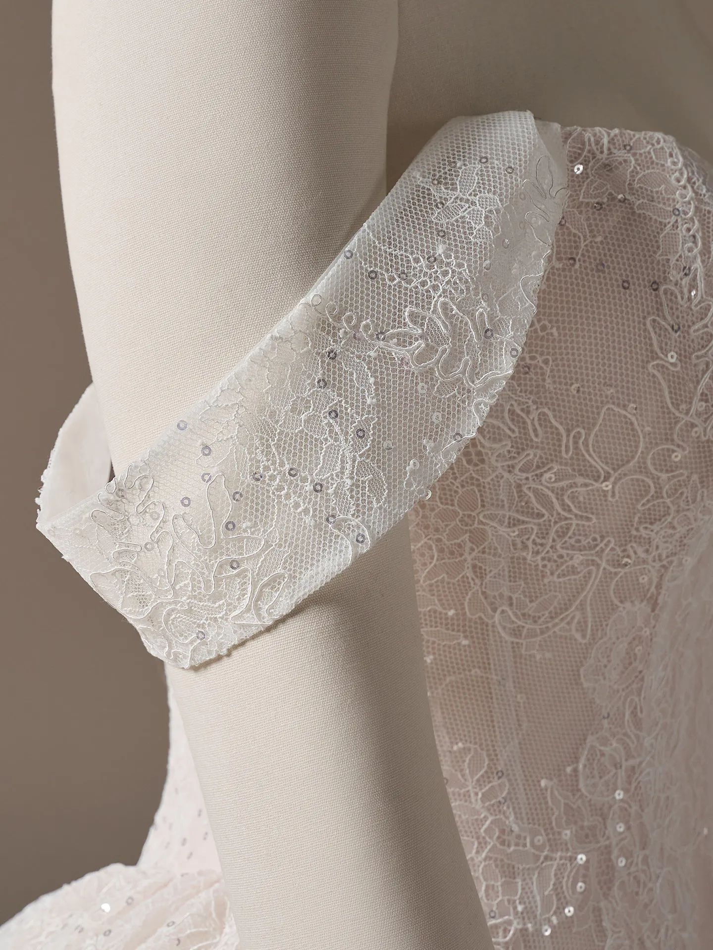 Maggie Sottero Raquel detachable cap sleeves - embellished, front view.