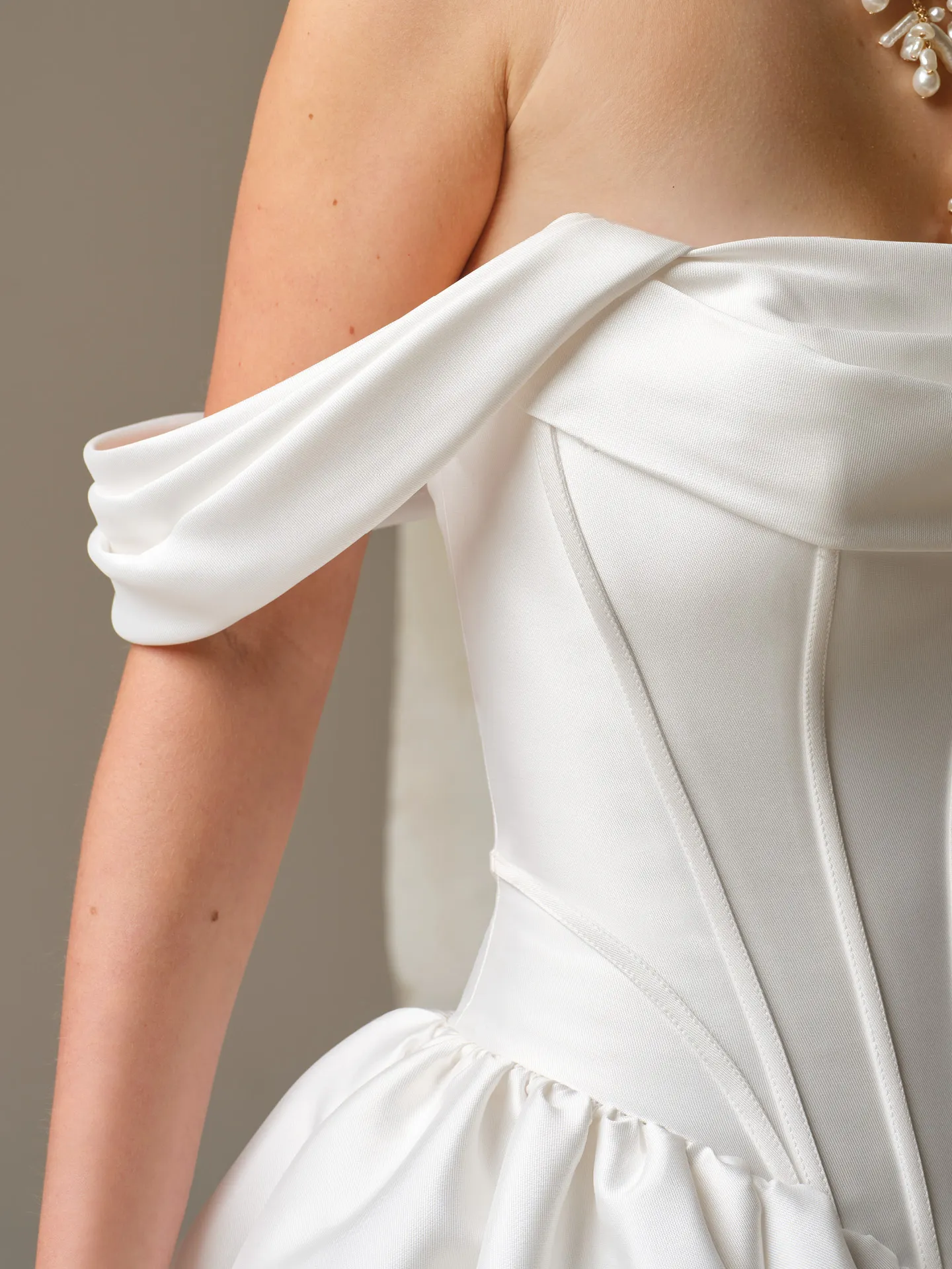 Maggie Sottero Yuma detachable cap-sleeves, front view.