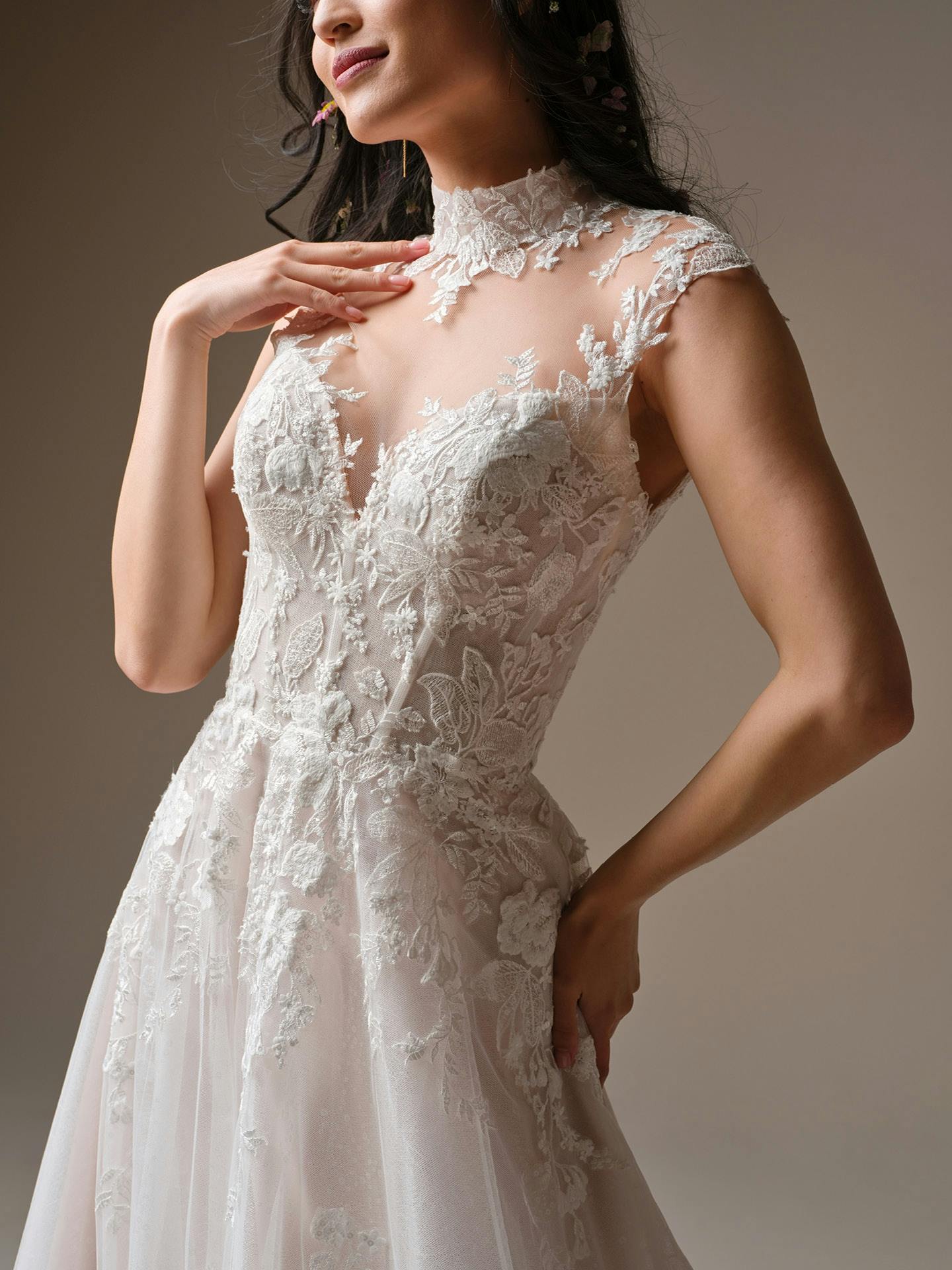 Cody A-Line Illusion Sequin Lace A-Line Wedding Dress | Rebecca Ingram