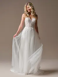 Holly detachable tulle overskirt with beaded and sequin lace at waist