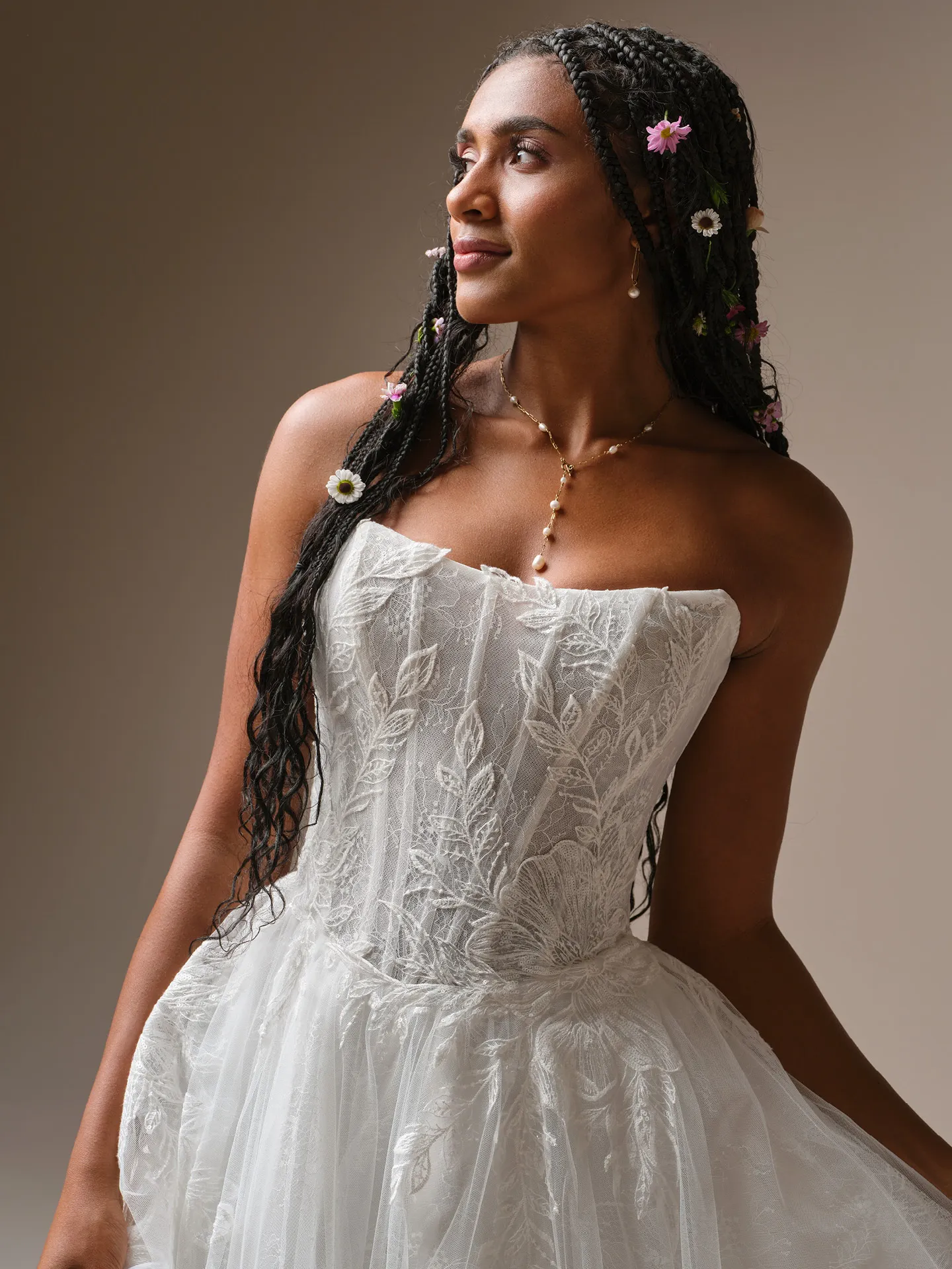 Rebecca Ingram Lisa front view lace ballgown wedding dress
