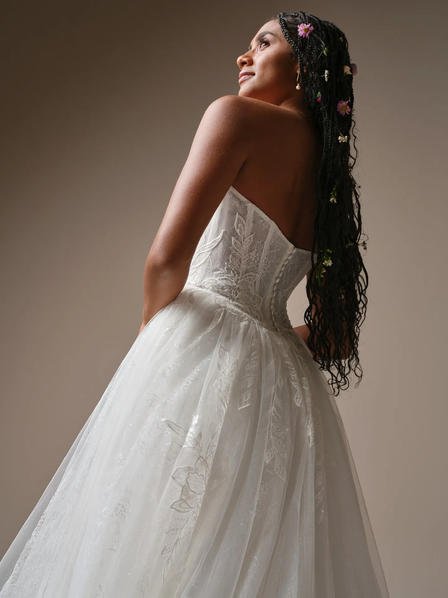 Rebecca Ingram Lisa back view lace ballgown wedding dress