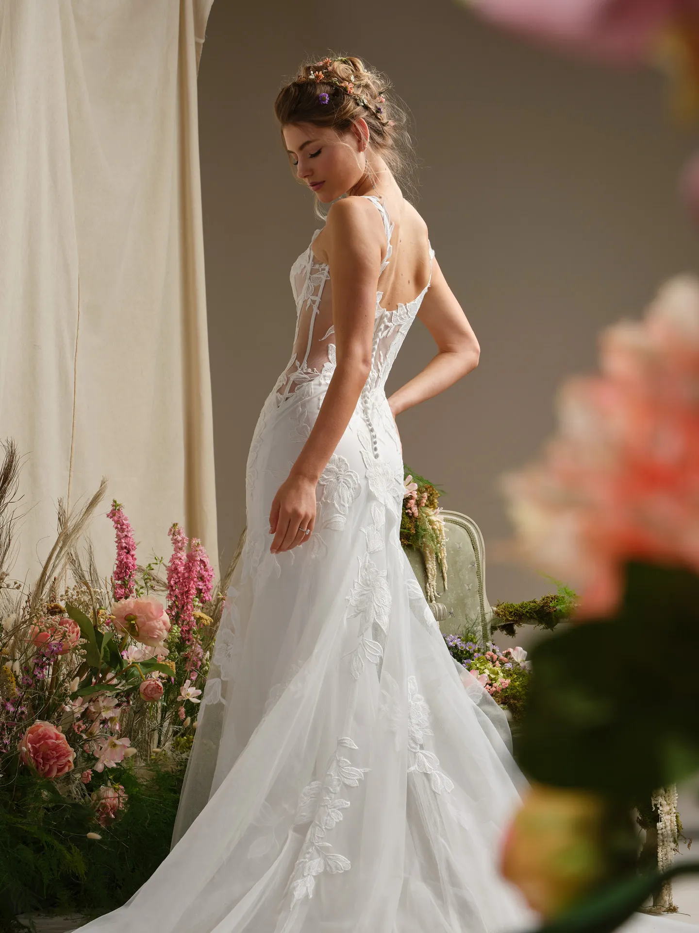 fit and flare wedding dress Pearline Square Neck Illusion Fit-and-Flare | Rebecca Ingram Plus size Size:Junior (3 to 12 years old) NAMEPLATE 10 Ways to Nail Try on Ravella at