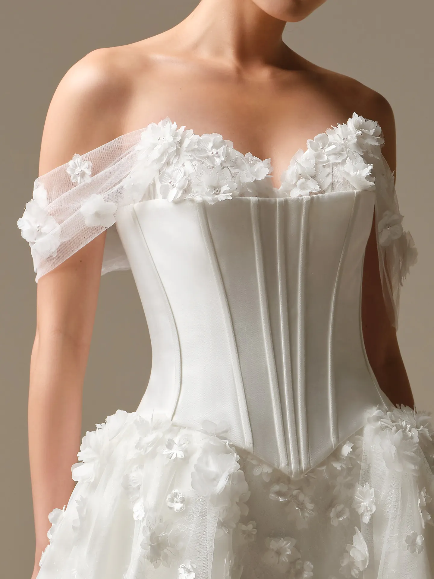 Sottero and Midgley Akari detachable bustier - zip up, front view.