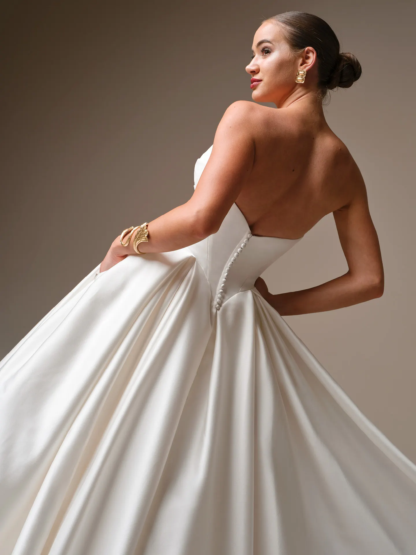 Sottero and Midgley Elias, back view satin ballgown dress.