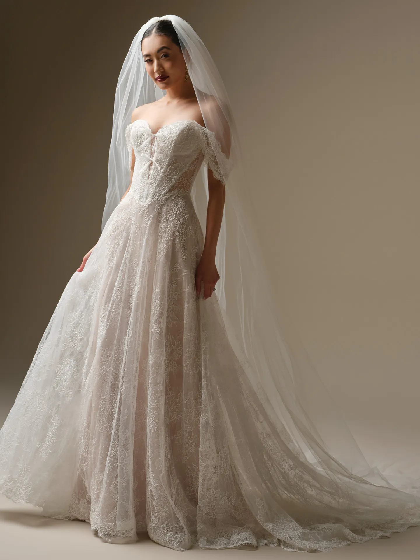 Sottero and Midgley Granger lace A-line wedding dress, front view.