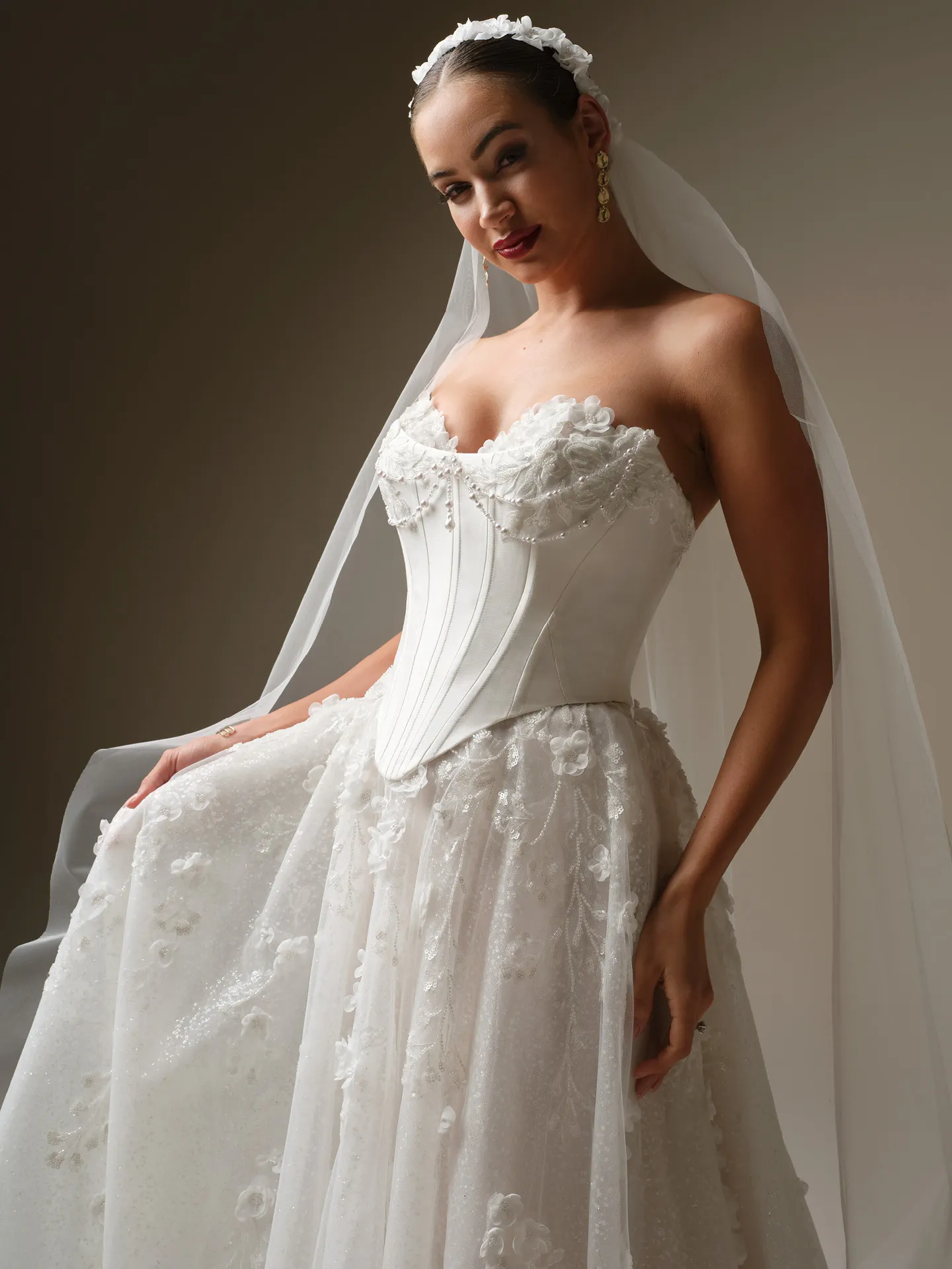Sottero and Midgley Kalinda floral lace ballgown, front view.
