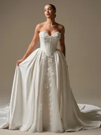 Kalinda Cartago satin wedding train