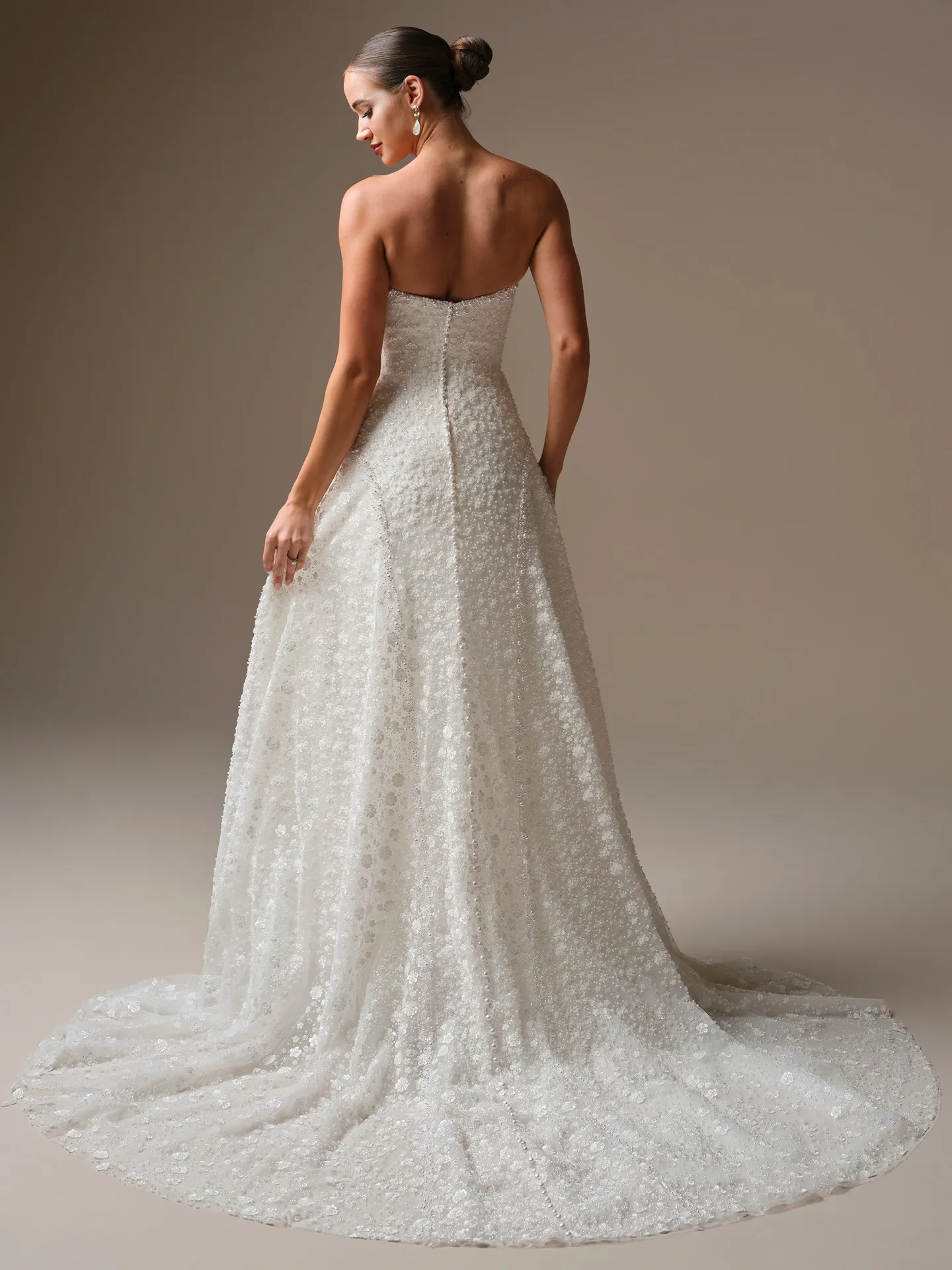 Sottero and Midgley Marceline beaded A-Line wedding dress, back view.