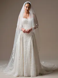 Marceline cathedral 3-D flower veil