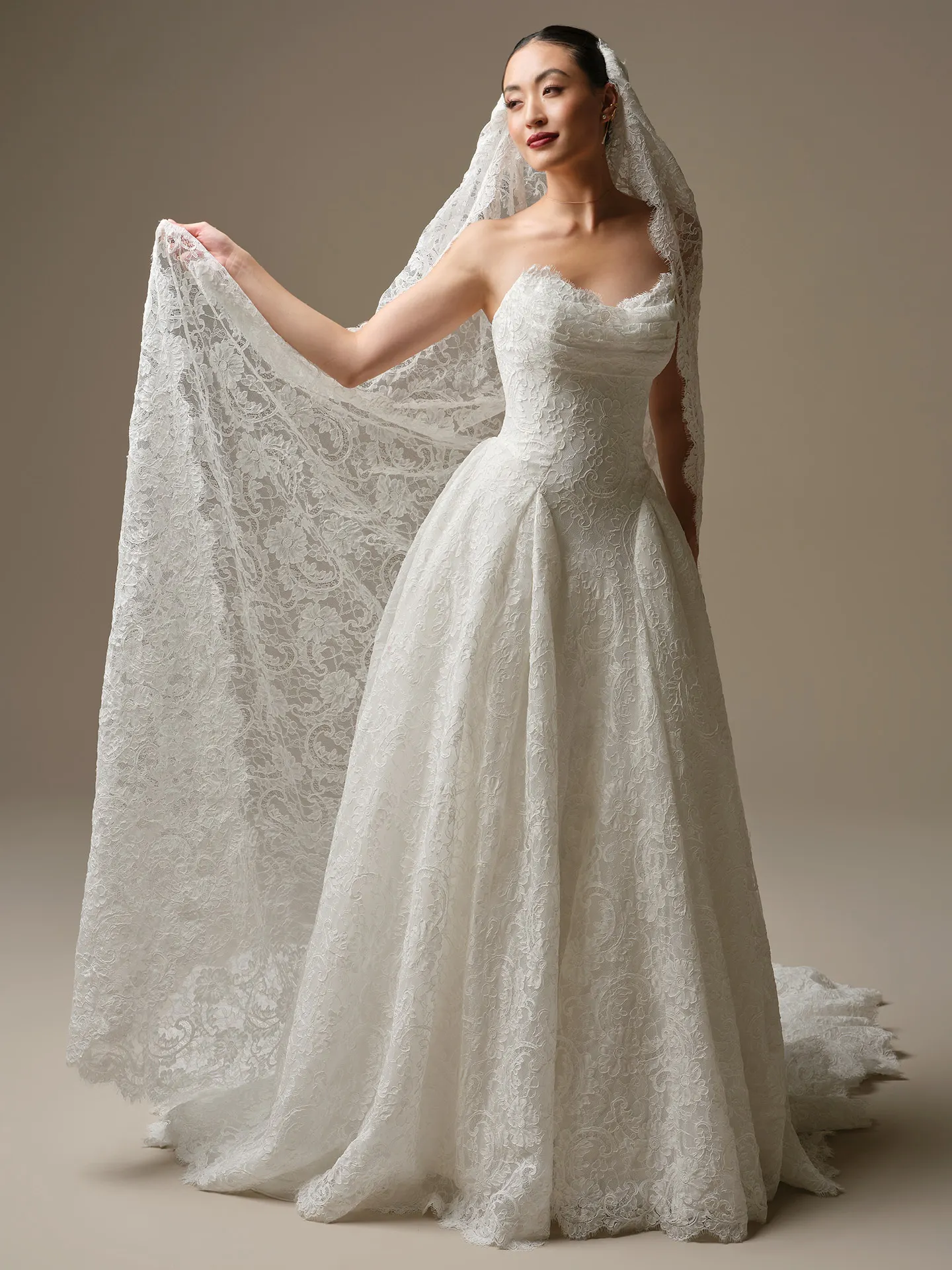 Sottero and Midgley Tamar lace A-line dress, front view Sottero and Midgley.