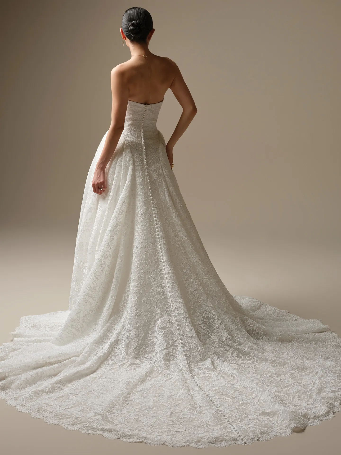 Sottero and Midgley Tamar lace A-line, back view.