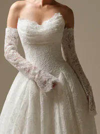 Tamar detachable off-the-shoulder fitted unembellished allover lace long sleeves