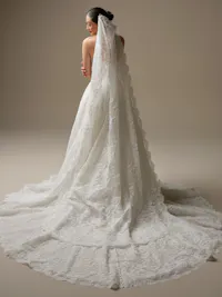 Tamar waltz length lace draped veil