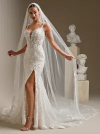 West cathedral beaded sequin veil