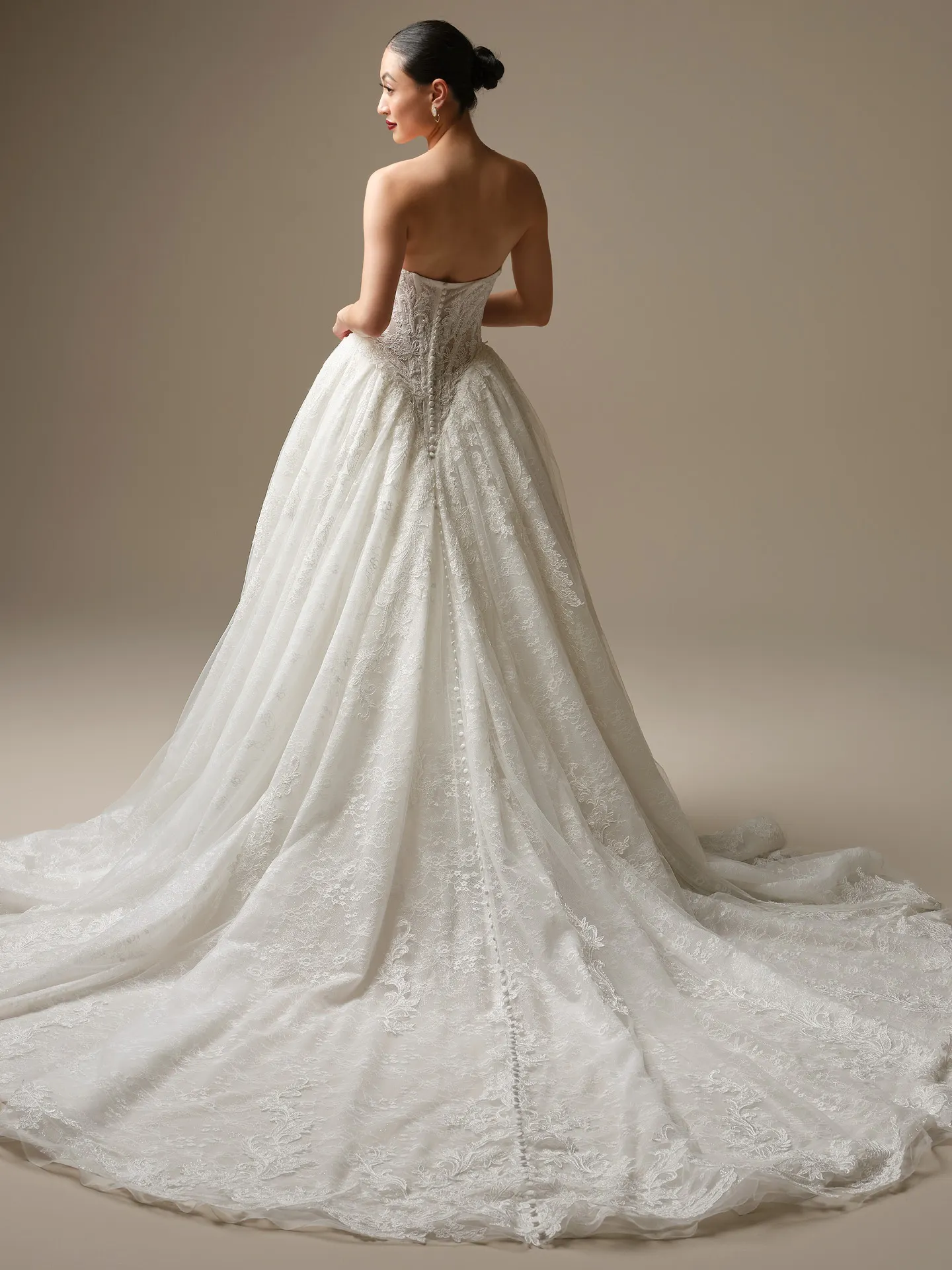 Sottero and Midgley Zulani, back view lace ballgown wedding dress.