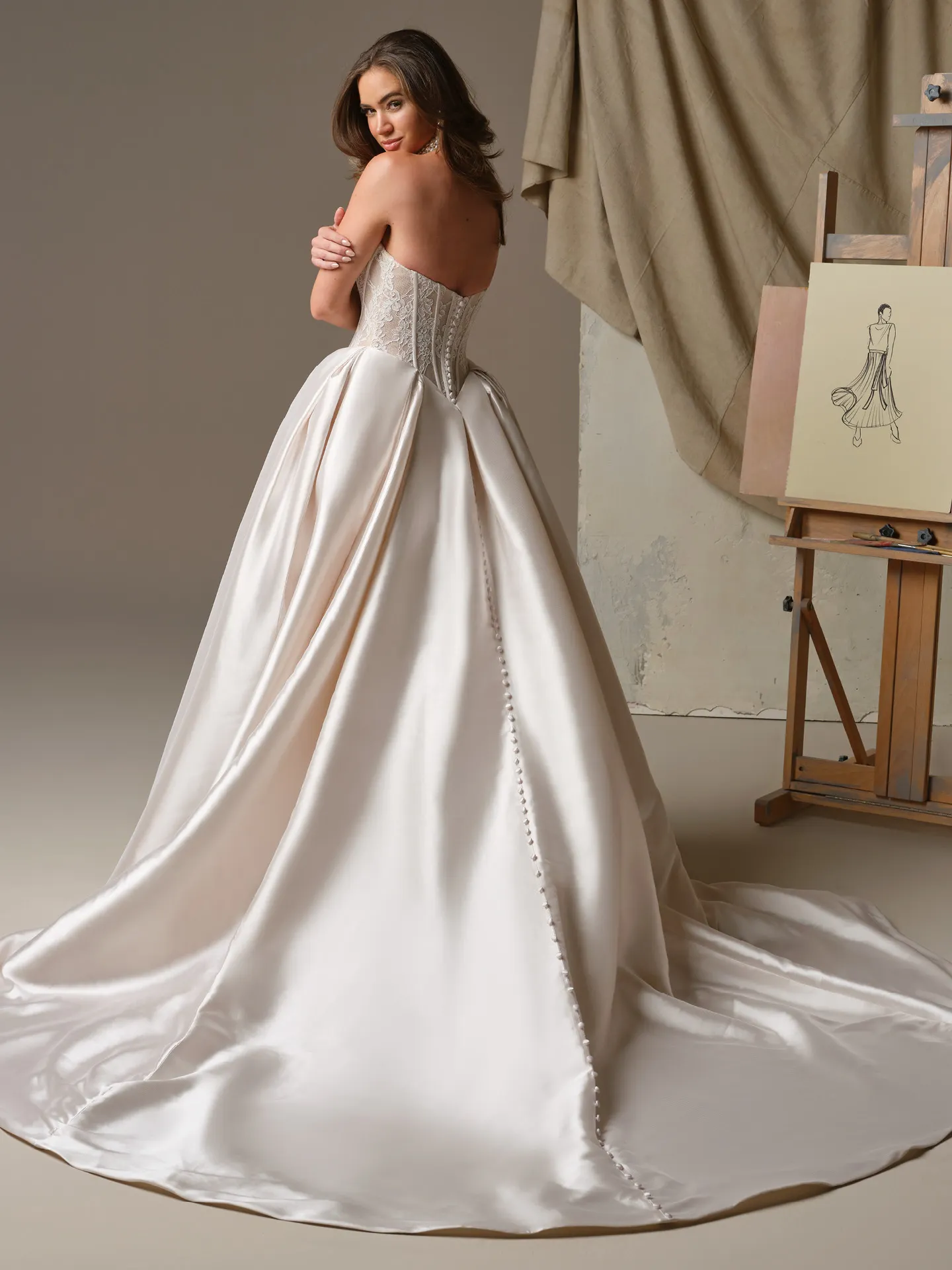 Maggie Sottero ashland strapless mikado ballgown, back view maggie sottero.