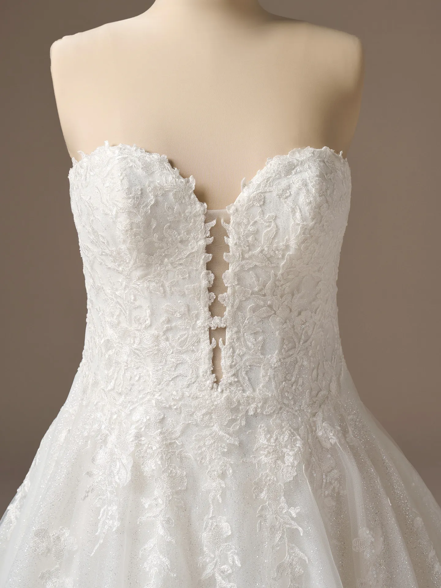 Maggie Sottero Jennifer A-Line sequin dress, front view.