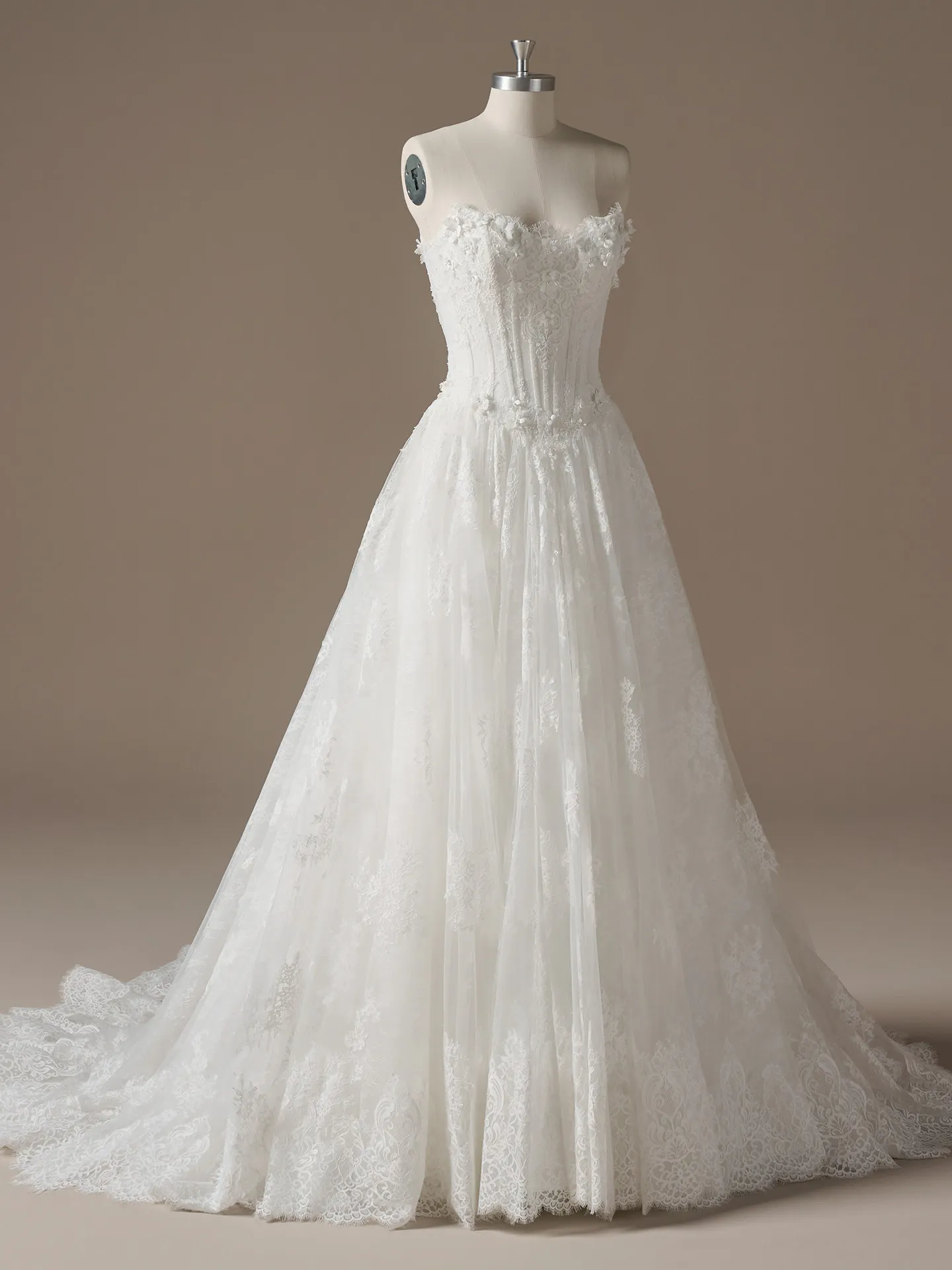 Maggie Sottero Kitaro 3D lace ballgown dress, front view.