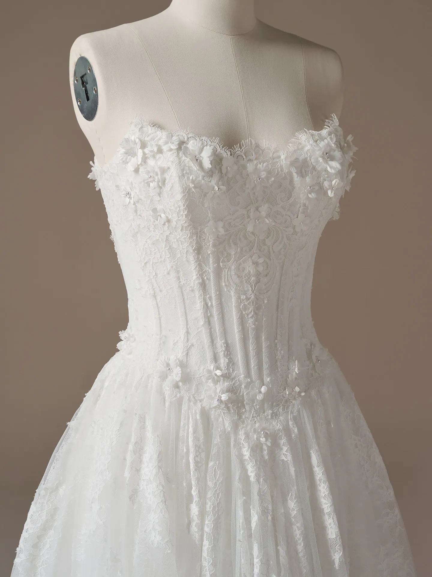 Kitaro off-the-shoulder 3D lace ballgown, front view. Maggie Sottero.