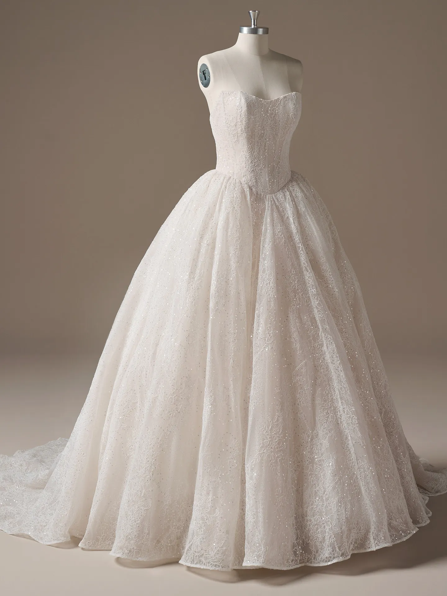 Maggie Sottero Raquel Chantilly Lace Ballgown, front view.