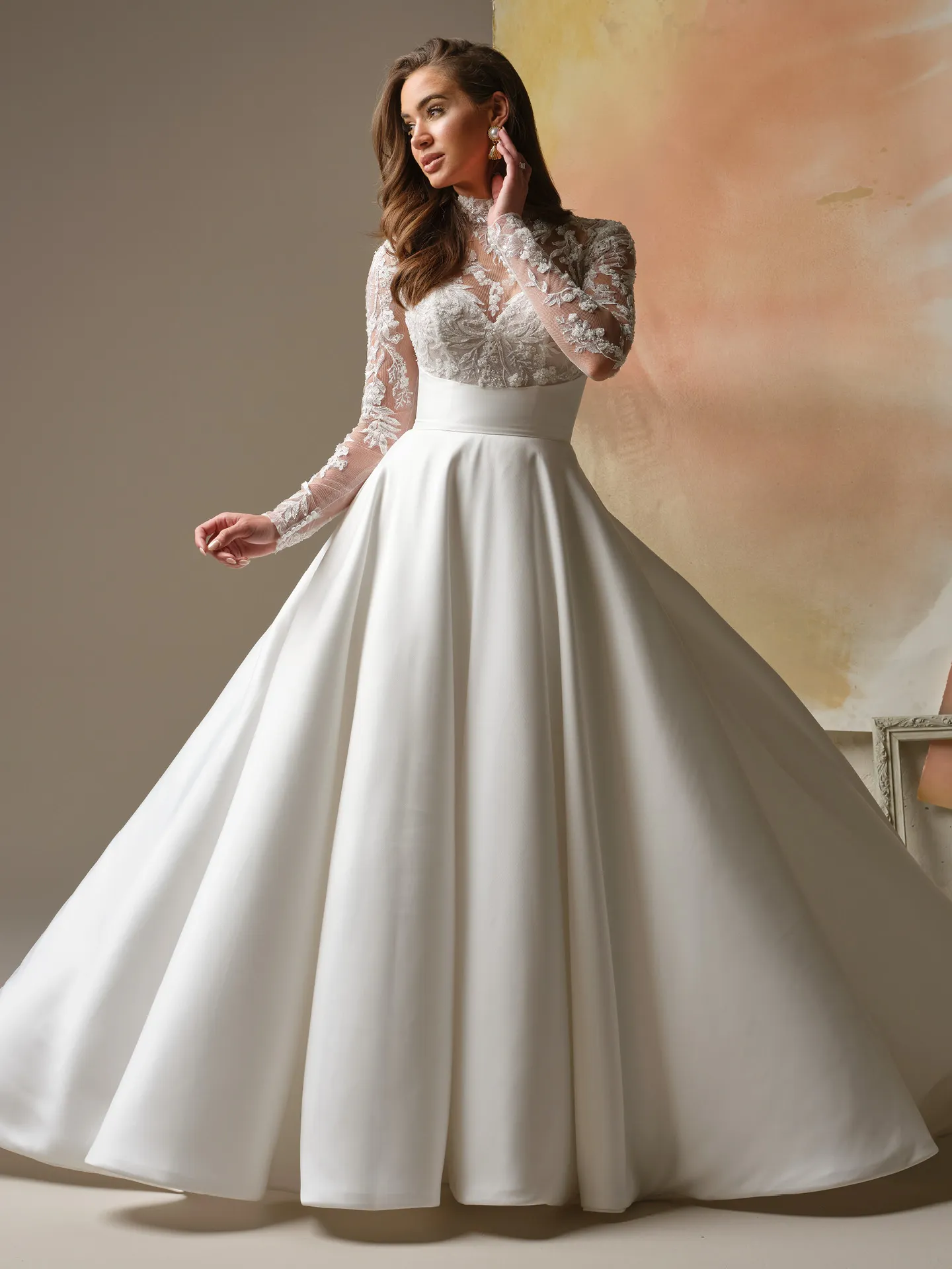 maggie sottero a line dresses Trinity Mock Neck A-Line Wedding Dress | youll love the way How to Get Backless Dresses US Size:US 2