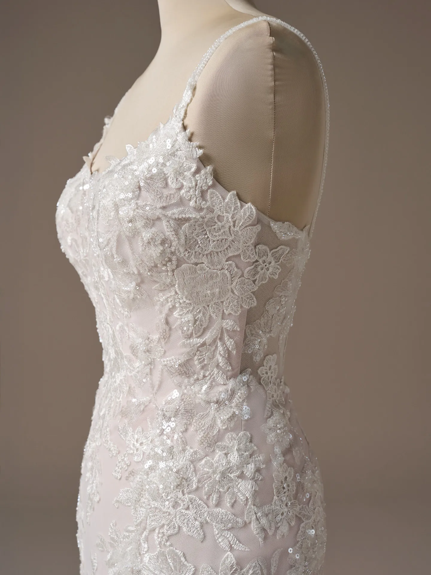 Rebecca Ingram Eden side view lace fit-and-flare wedding dress