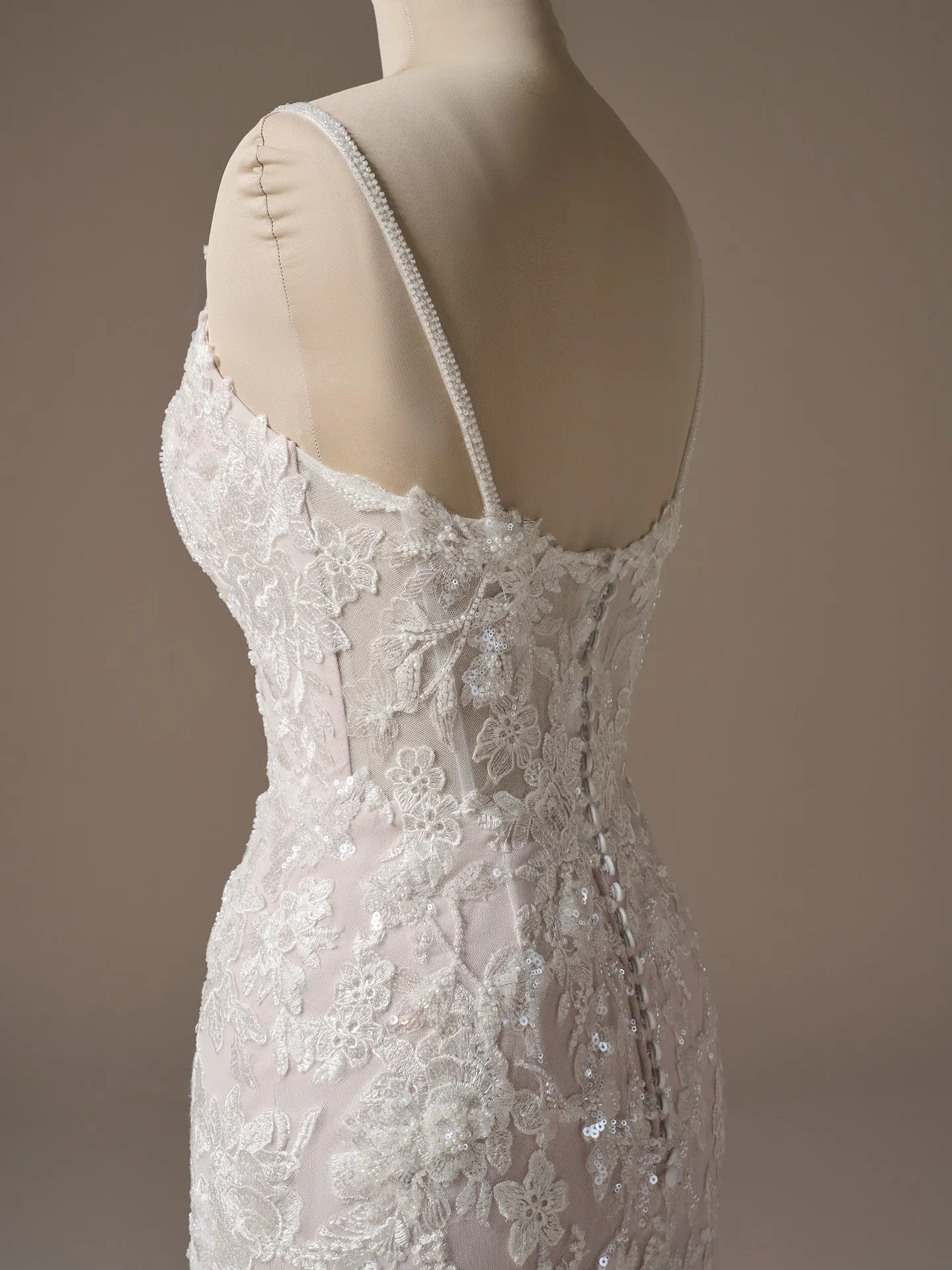Rebecca Ingram Eden back view lace fit-and-flare wedding dress