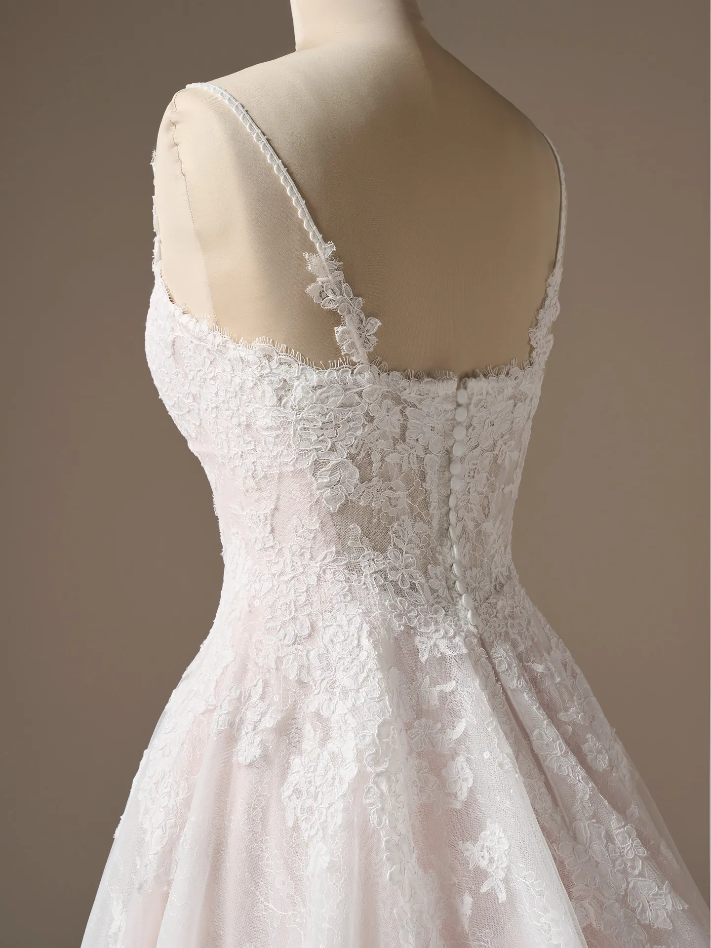 Rebecca Ingram Esmeralda back view lace A-line wedding dress