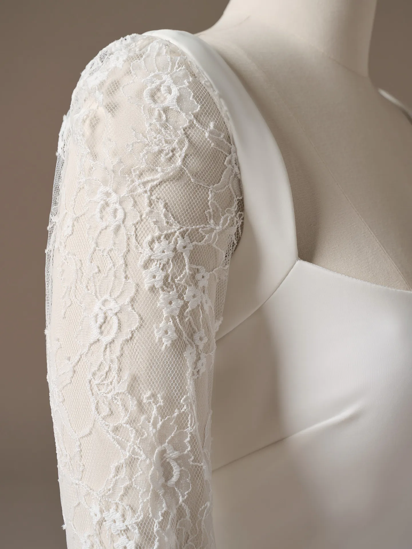 Rebecca Ingram Lucille close-up of lace sleeve showing intricate floral details