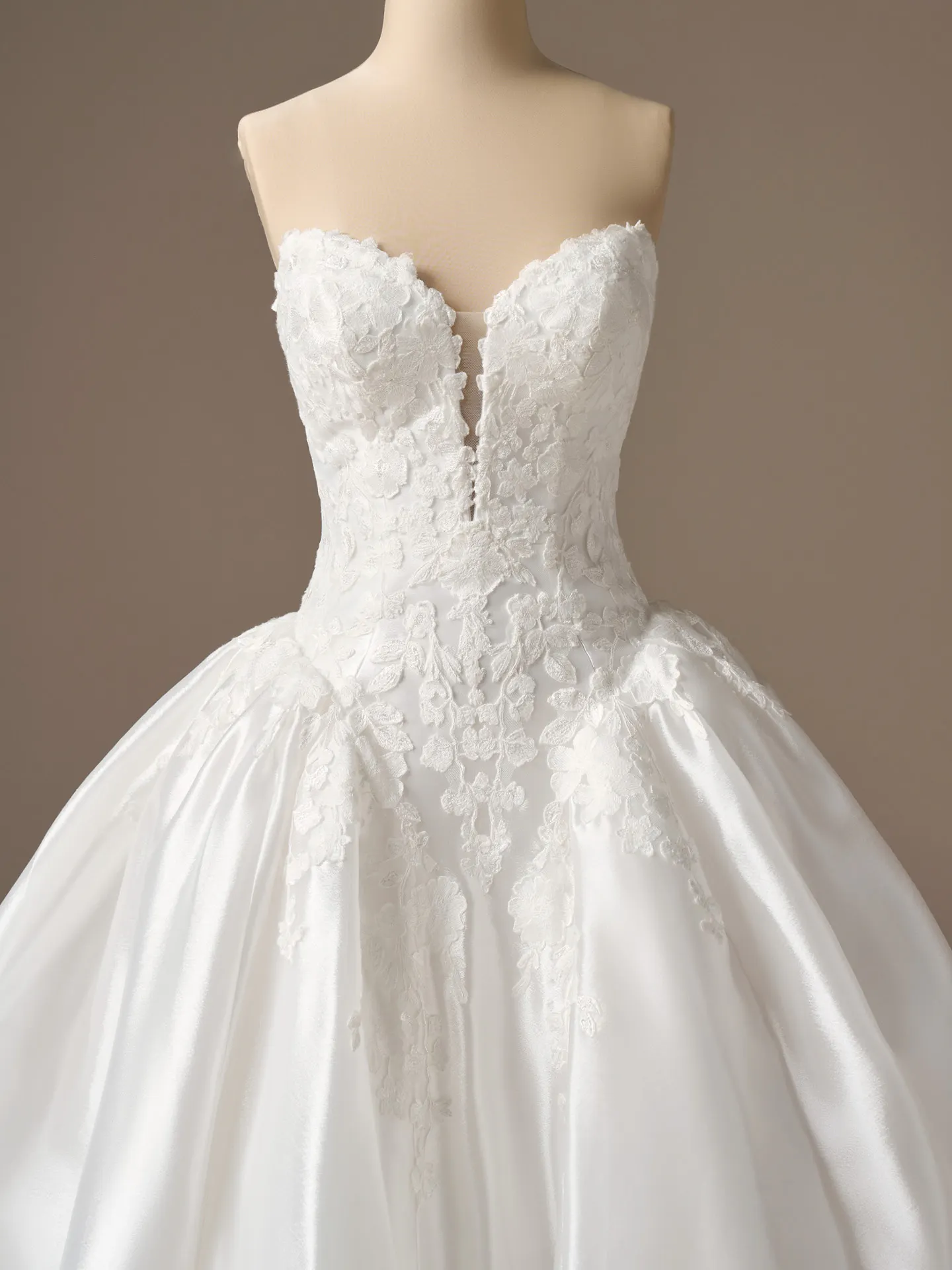 Maggie Sottero Alvarez, front view lace ballgown.