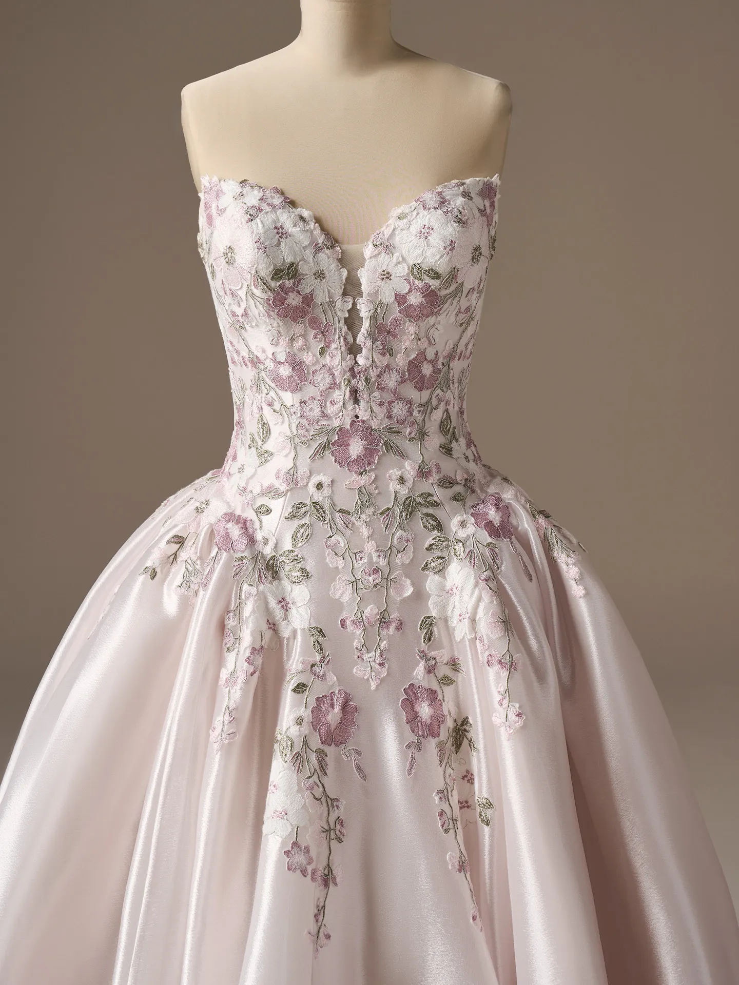 Sottero and Midgley Alvares ballgown wedding dress with colorful floral accents.