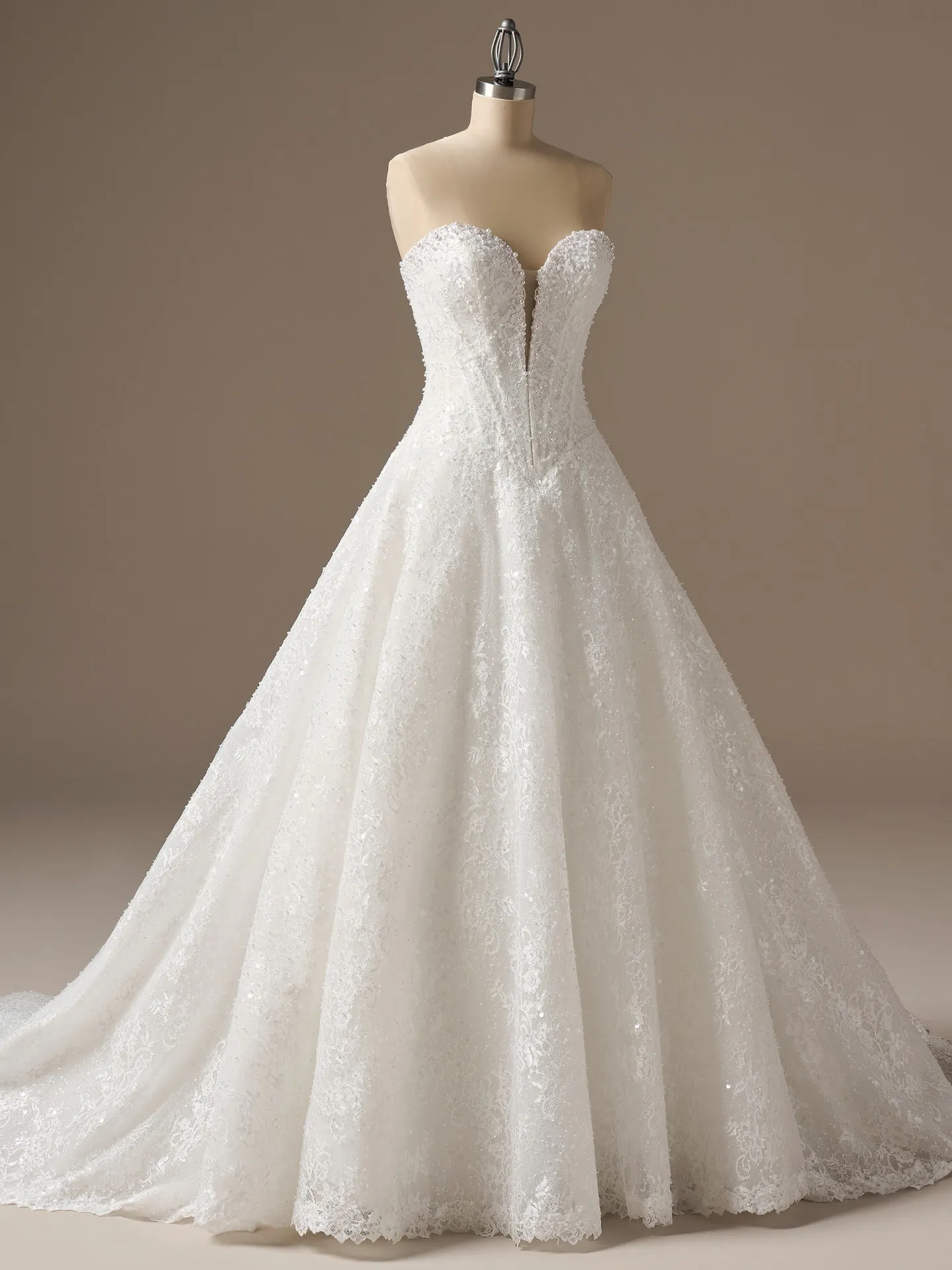 Maggie Sottero Angelica, front view beaded A-Line wedding dress.