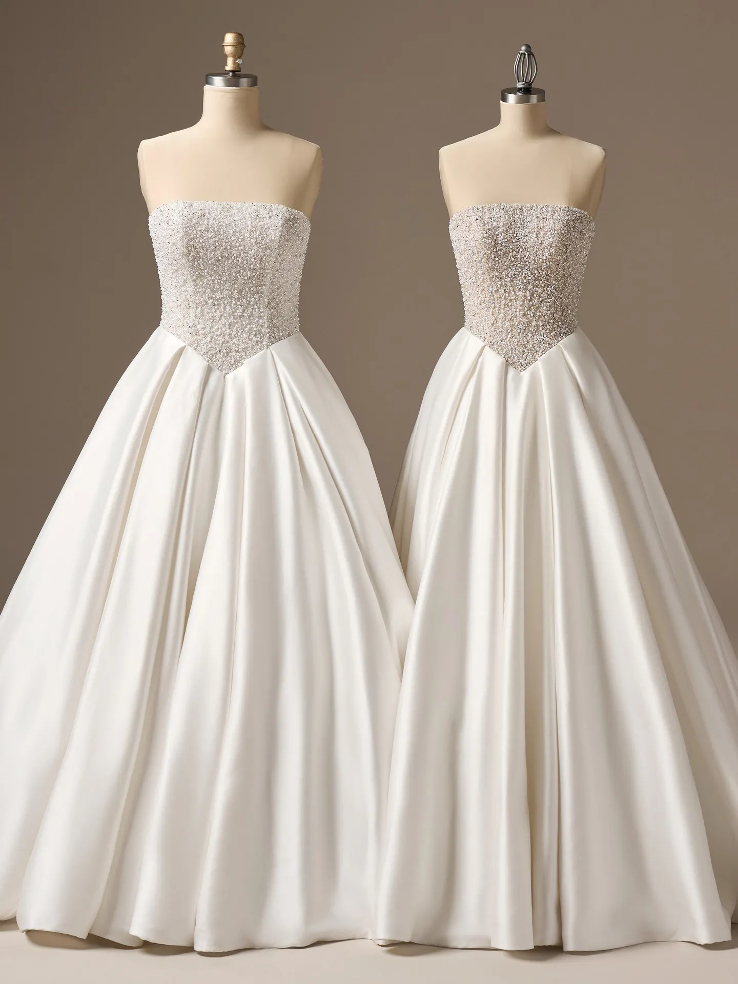 Sottero and Midgley Dmara beaded bodice satin ballgown, front view.