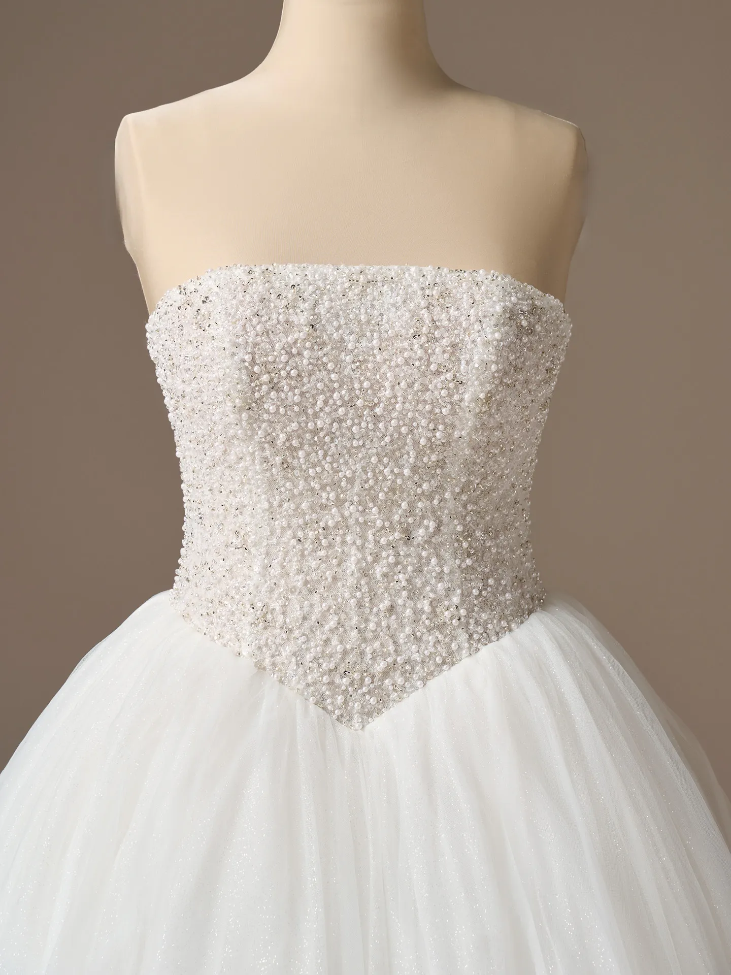 Sottero and Midgley Dmara Lane, front view, beaded tulle ballgown wedding dress.