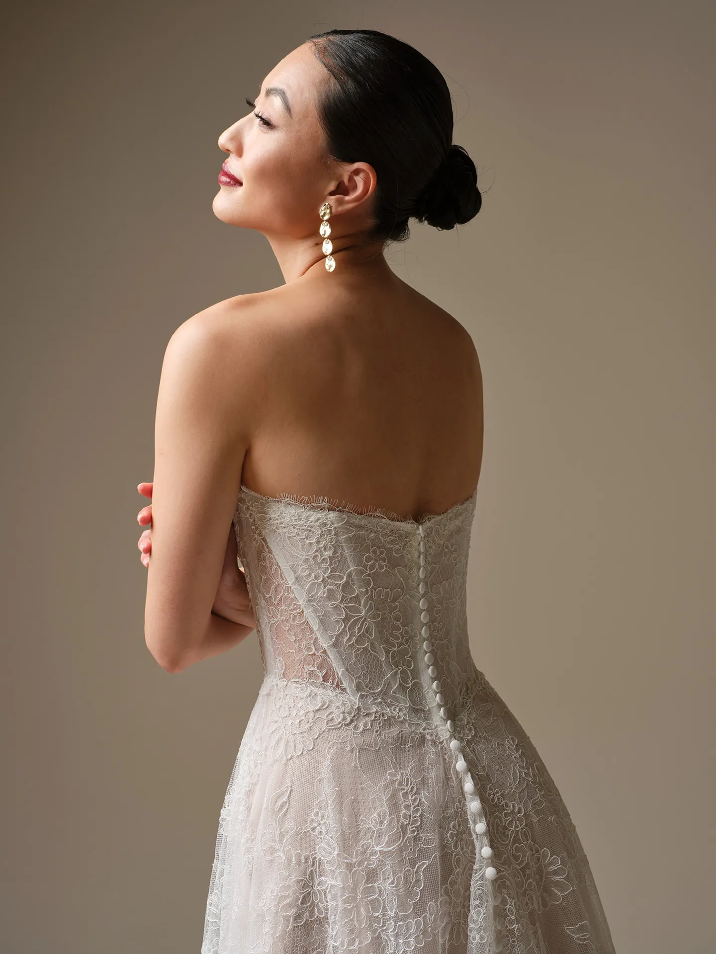 Sottero and Midgley Granger, back view lace A-line dress.