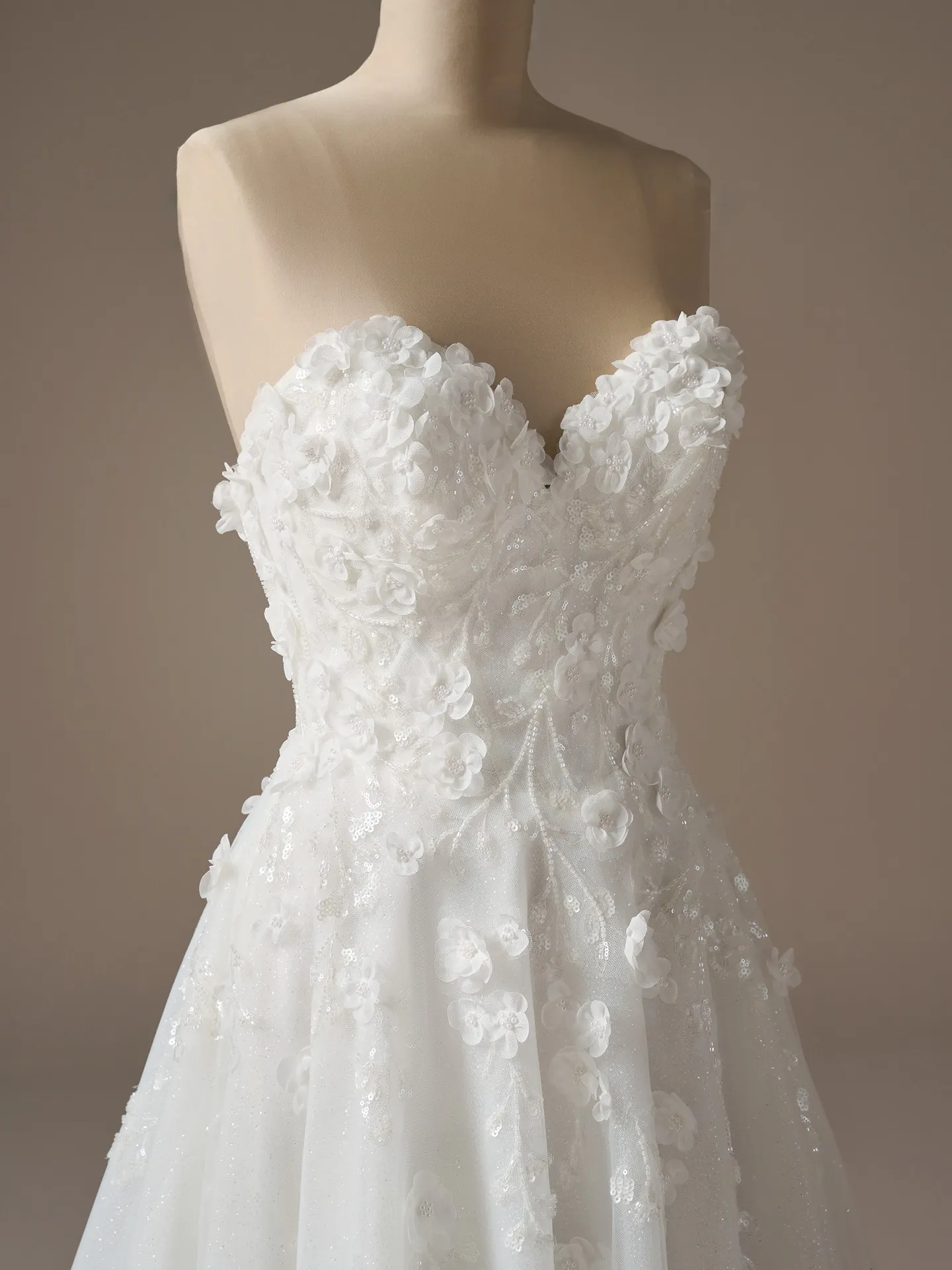 Sottero and Midgley Kalinda, front view 3D floral lace ballgown wedding dress.