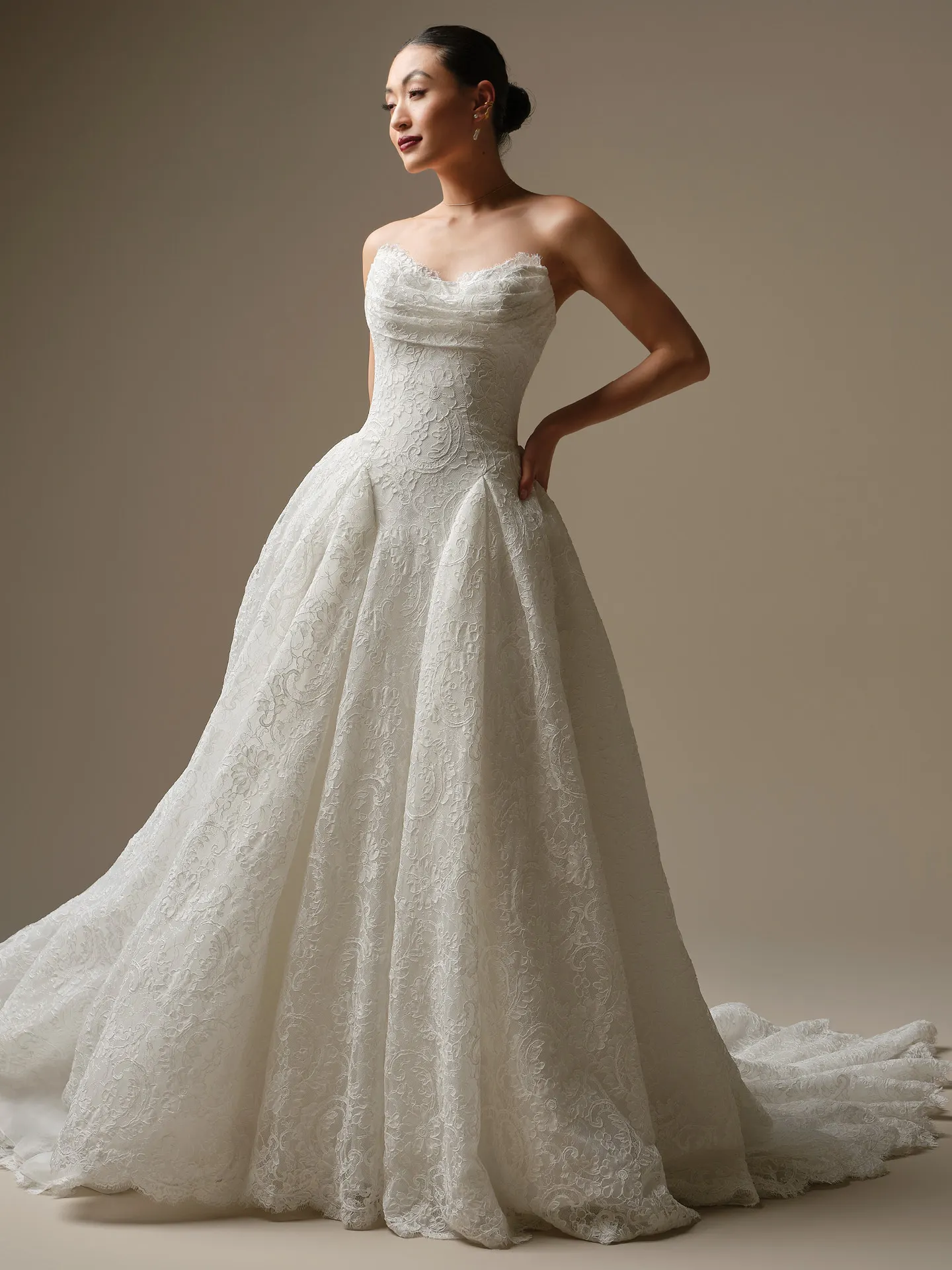 Sottero and Midgley Tamar, front view lace A-Line wedding dress.