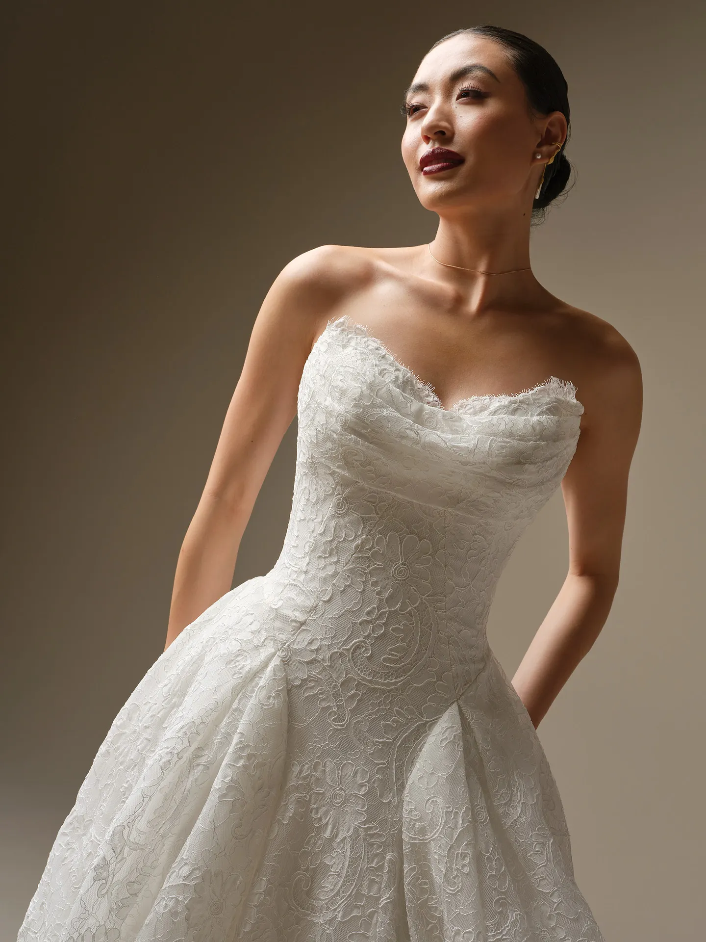 Sottero and Midgley Tamar sweetheart lace A-Line, front view Sottero and Midgley.