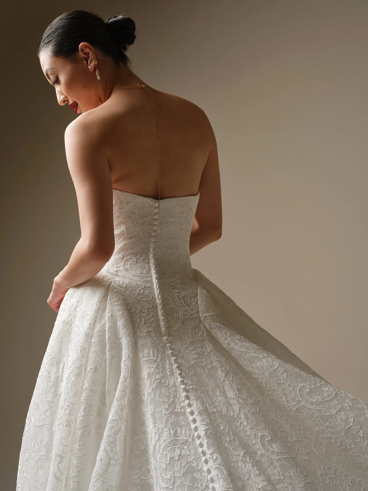 Sottero and Midgley Tamar, back view lace A-line wedding dress.