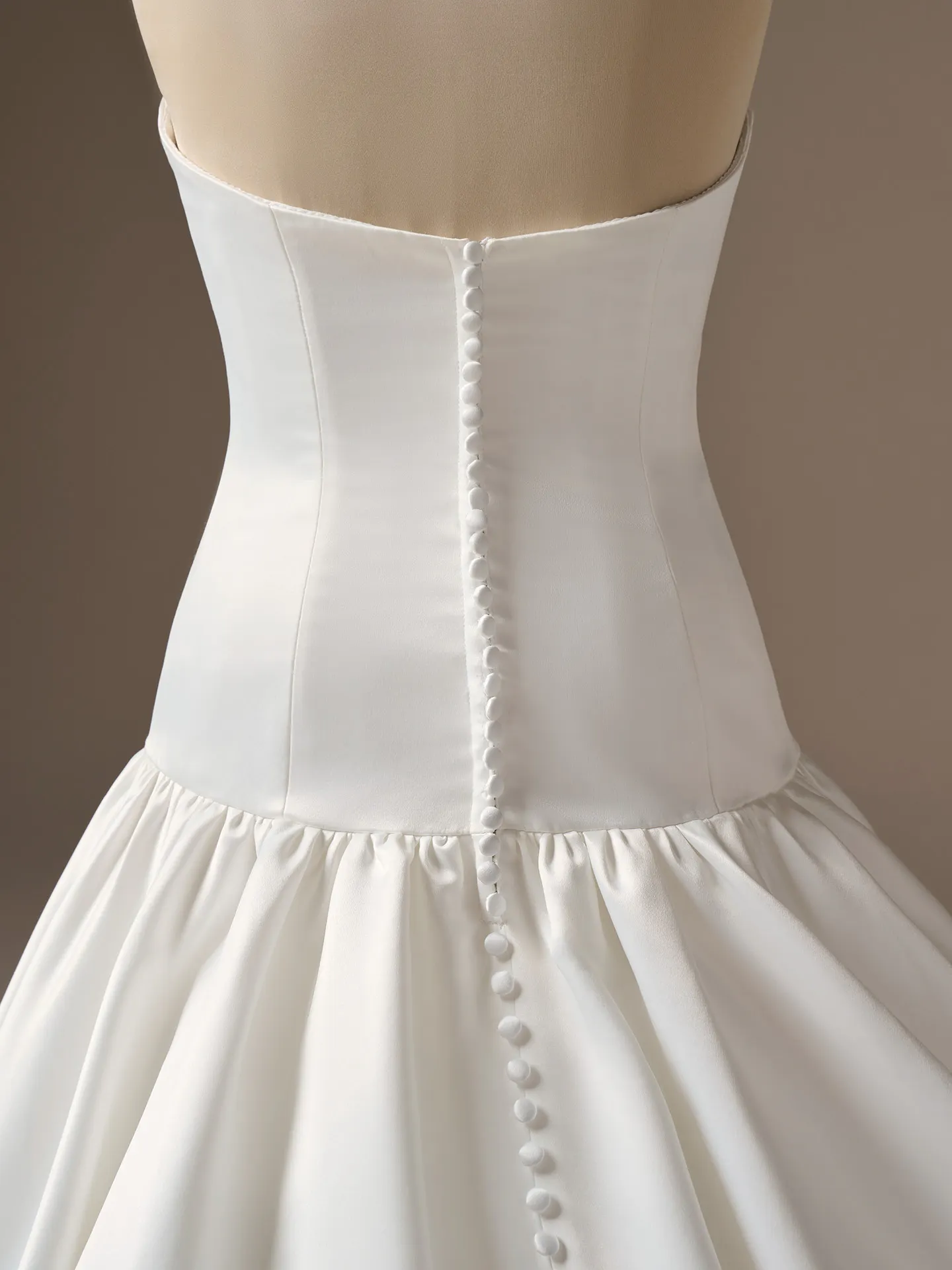 Sottero and Midgley Tokyo, back view satin lace-up corset ballgown dress.
