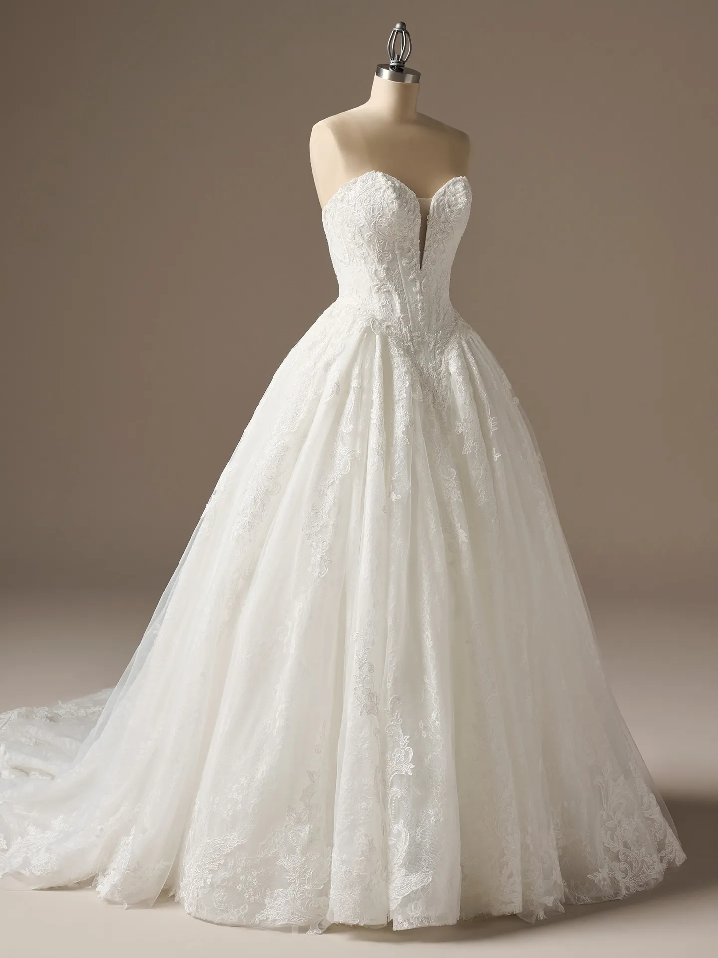 Sottero and Midgley Zulani, front view strapless beaded lace corset ballgown wedding dress.