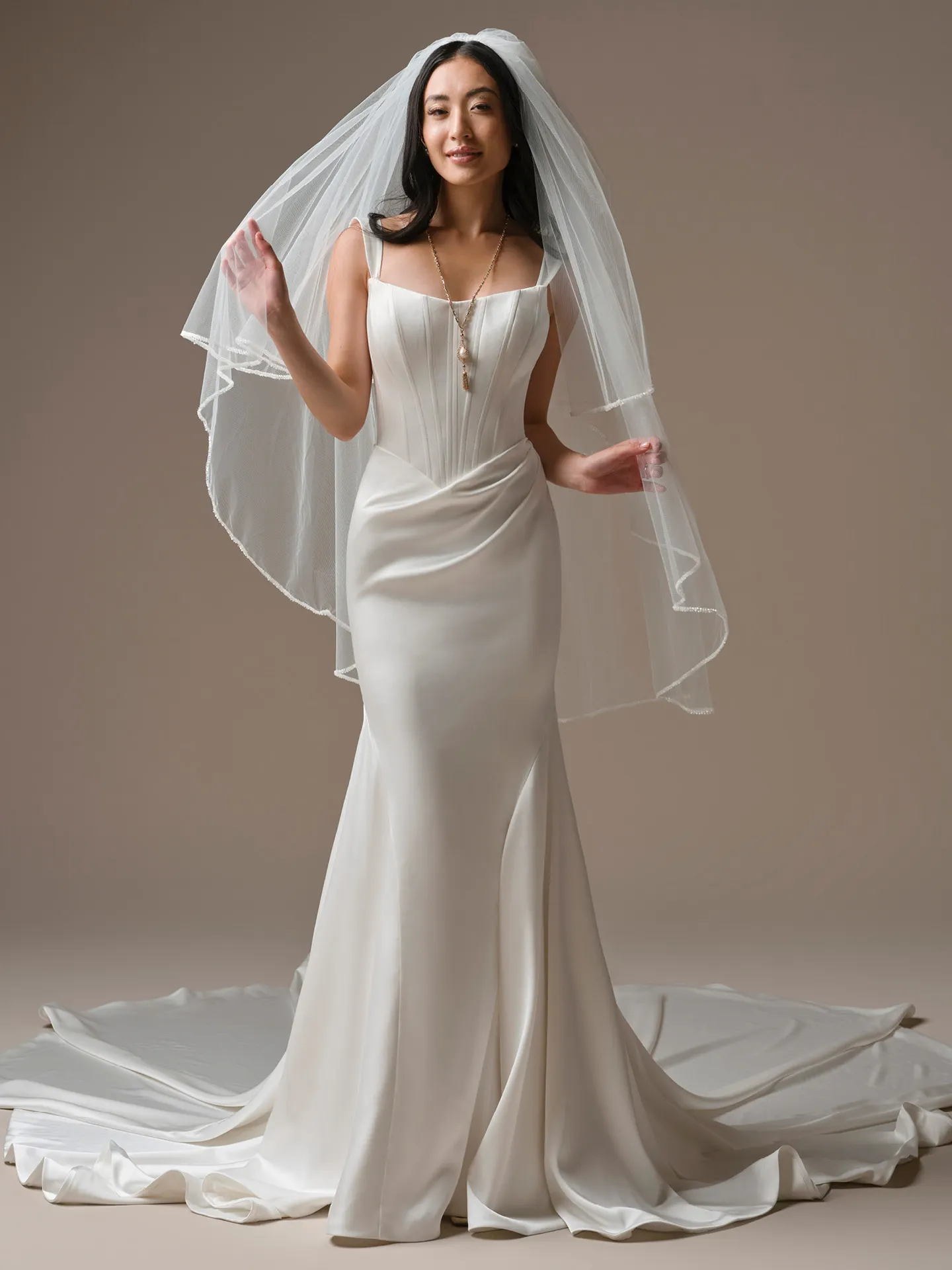 Maggie Sottero Veil Accessory - Beaded Trim 003 accessory, front view.